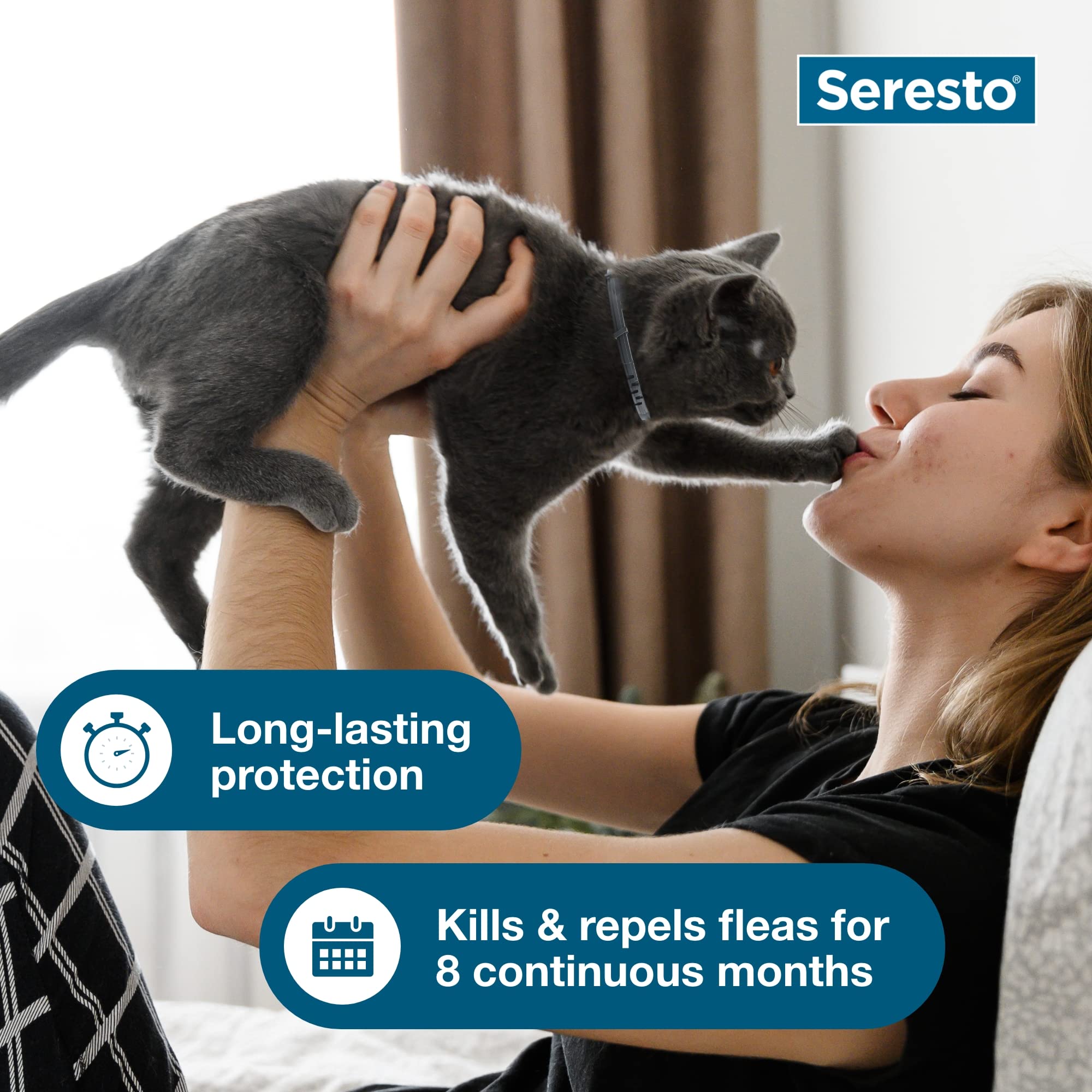 Seresto Flea and Tick Collar for Small Dogs Under 18 lbs & Cats - Vet-Recommended 8-Month Protection | Waterproof, Odorless Pet Collar for Indoor & Outdoor Use