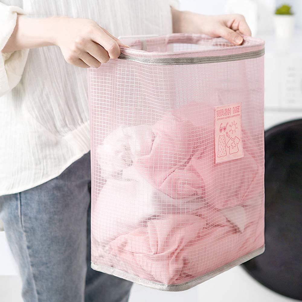 Foldable Wall Mounted Laundry Basket - Breathable Dirty Clothes Storage Bag for Bathroom & Closet Organization - Space Saving Blue Clothes Hamper - Perfect for Small Spaces, Apartments & Dorm Rooms