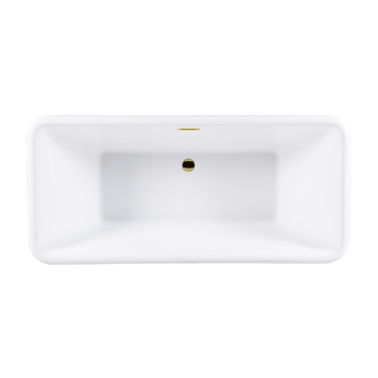 Aqua Eden 71 Inch Acrylic Oval Rectangular Double Ended Pedestal Bathtub - Glossy White with Polished Brass Trim - Freestanding Soaking Tub for Luxury Bathroom & Spa Relaxation