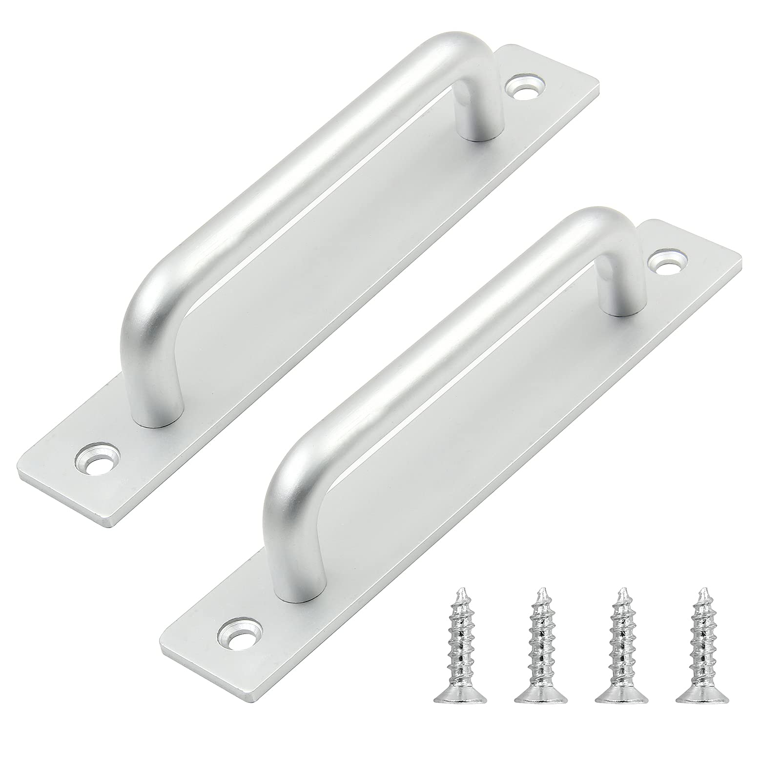 2 Pack 5.9 Inch Sliding Barn Door Handles - Heavy Duty Aluminum Alloy Door Pull Handles for Barn Doors, Gates, Cabinets, Closets, Drawers & Garage Sheds - Silver Finish | Rust-Resistant & Easy Installation for Home, Office & Farm Use