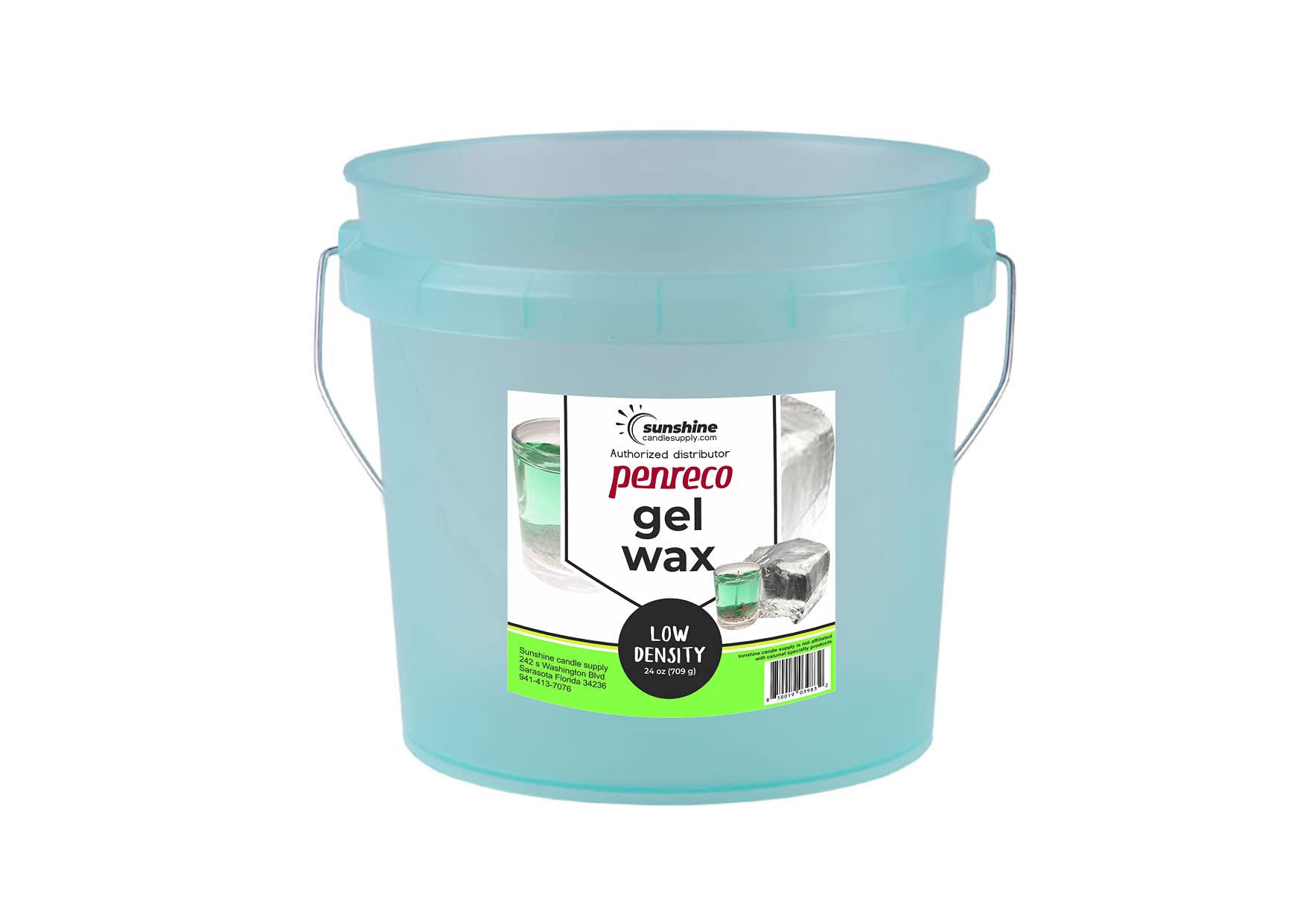 Premium 1 Gallon Bucket - Penreco Low Density Gel Wax for Candle Making | Authentic Penreco Gel Wax | Sunshine Candle Supply Authorized Distributor | Perfect for DIY Candles, Jar Candles & Home Fragrance Projects