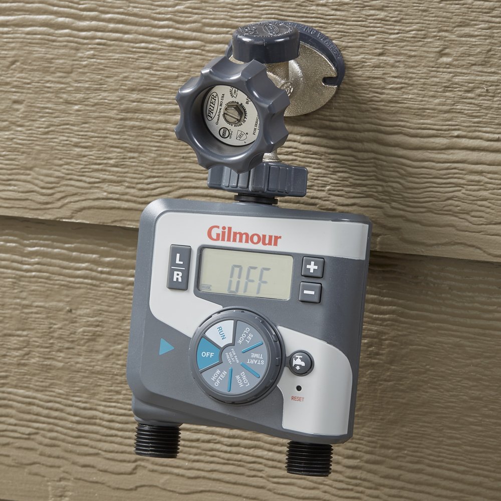 Gilmour 5-Pack 1-Dial Dual Outlet Hose Faucet Watering Timer - 400GTD | Automatic Garden Irrigation System for Lawns, Plants & Outdoor Watering