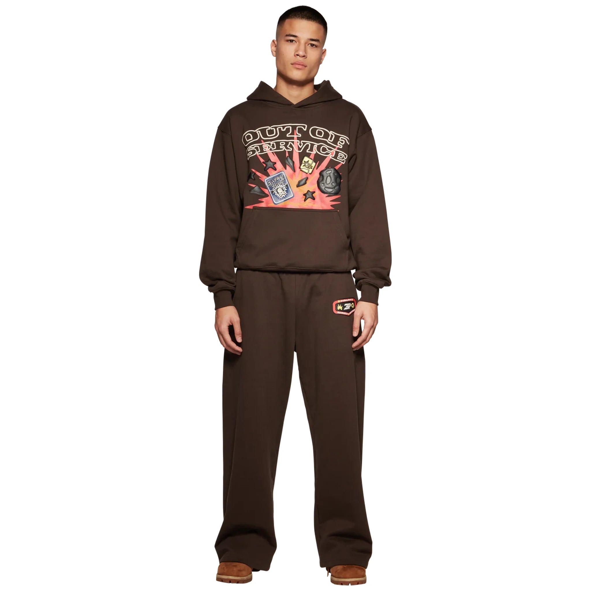 Broken Planet Out Of Service Mocha Brown Hoodie - Men's & Women's Streetwear Pullover Sweatshirt | Cozy Winter Fashion for Urban Lifestyle & Casual Outings
