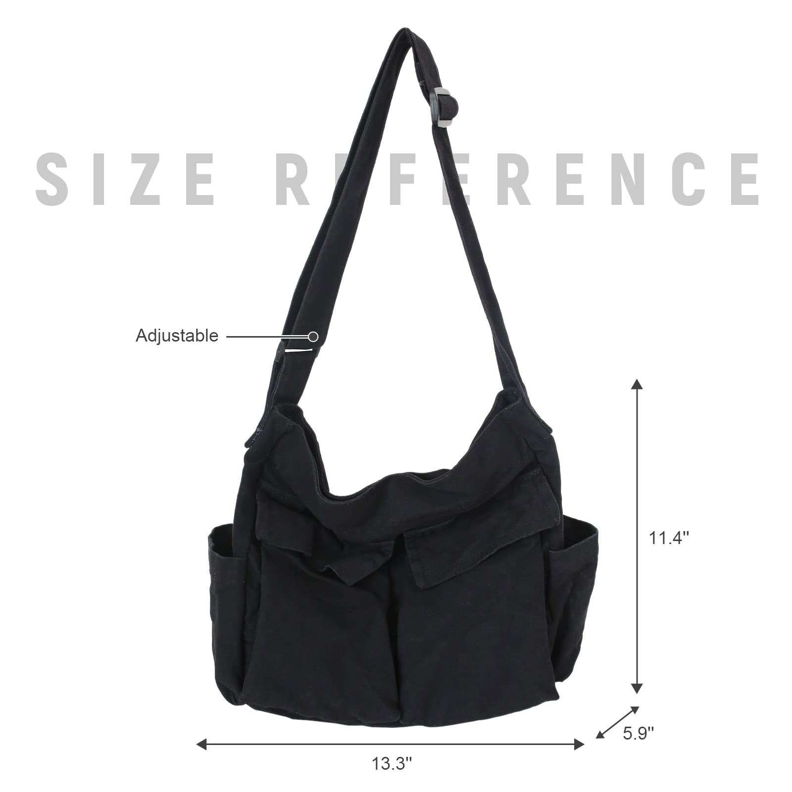 LUI SUI Women's Large Canvas Shoulder Bag - Stylish Denim Hobo Crossbody & Messenger Tote Bag for Work, Travel & Daily Use