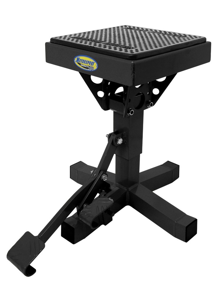 Motorsport Adjustable Lift Stand P12 92-4012 - Heavy Duty Black Motorcycle Stand for Racing, Maintenance & Storage - Perfect for Sport Bikes, Dirt Bikes & ATVs