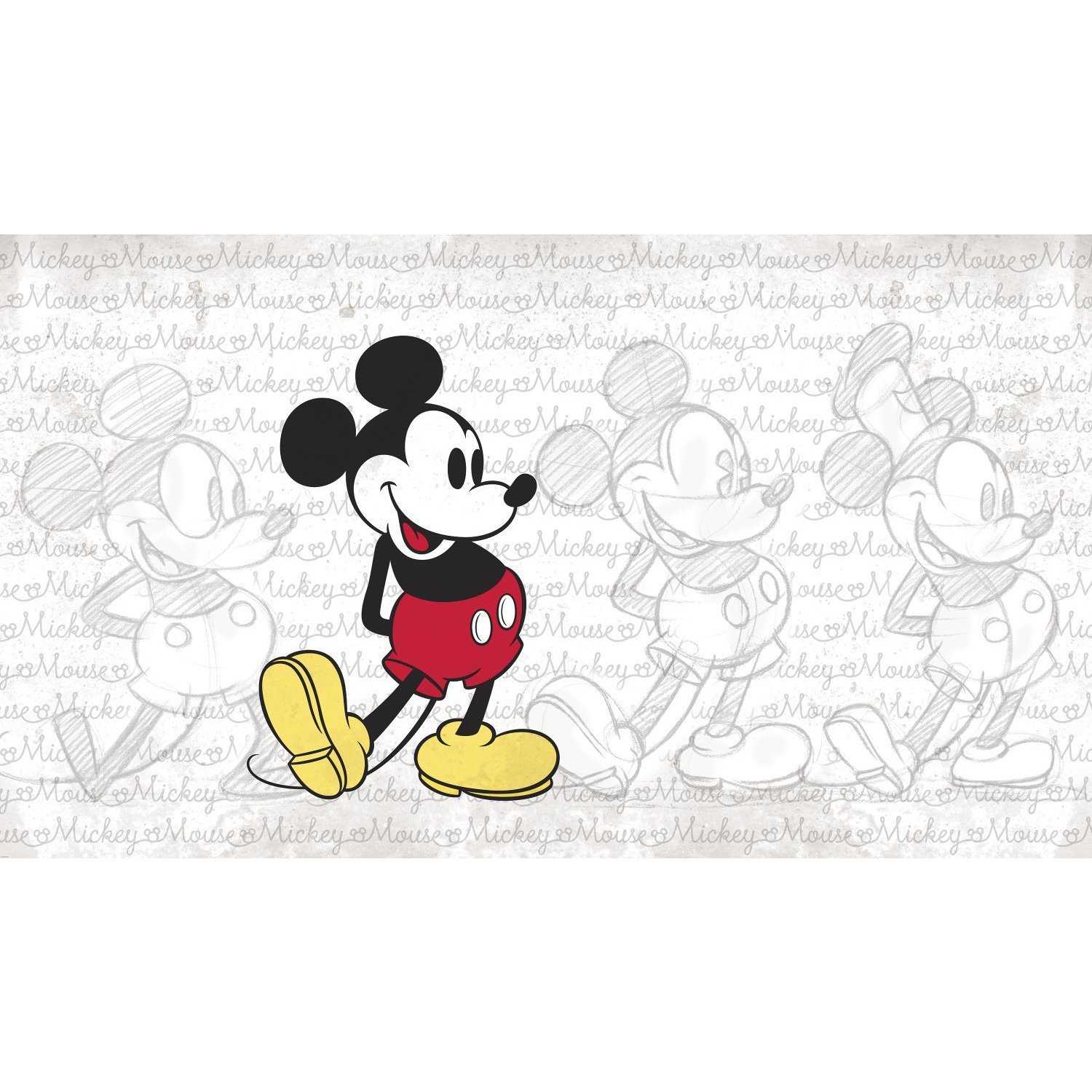 RoomMates JL1404M Classic Mickey Mouse Peel and Stick Wall Decal - Removable Wall Mural for Kids Bedroom (10.5 ft x 6 ft) - Easy DIY Home Decor for Nursery, Playroom, or Classroom