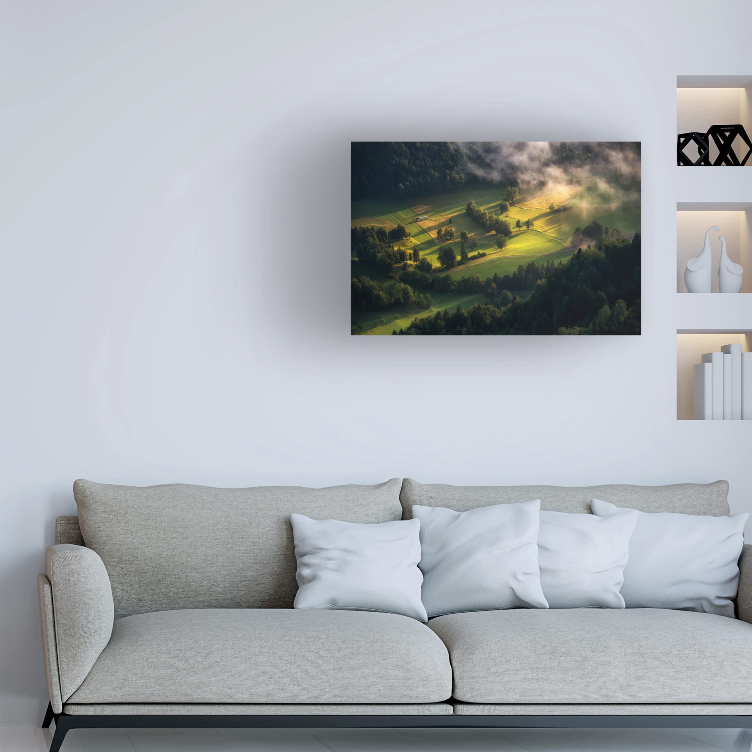 Trademark Fine Art 'Light And Shadow' Canvas Wall Art by Ales Krivec - Modern Abstract Landscape Painting for Living Room, Bedroom & Office Decor