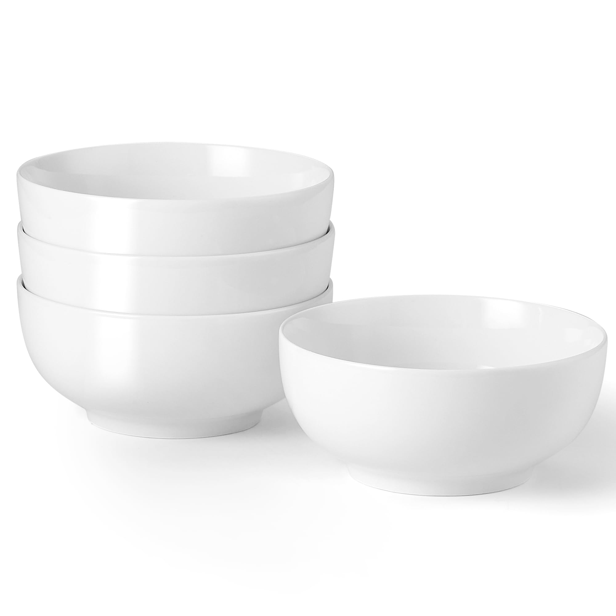 Lareina 6-Inch Ceramic Bowls Set of 4 - Microwave & Dishwasher Safe White Soup Bowls for Cereal, Oatmeal, Fruit, Rice - Perfect for Dining, Entertaining & Everyday Use