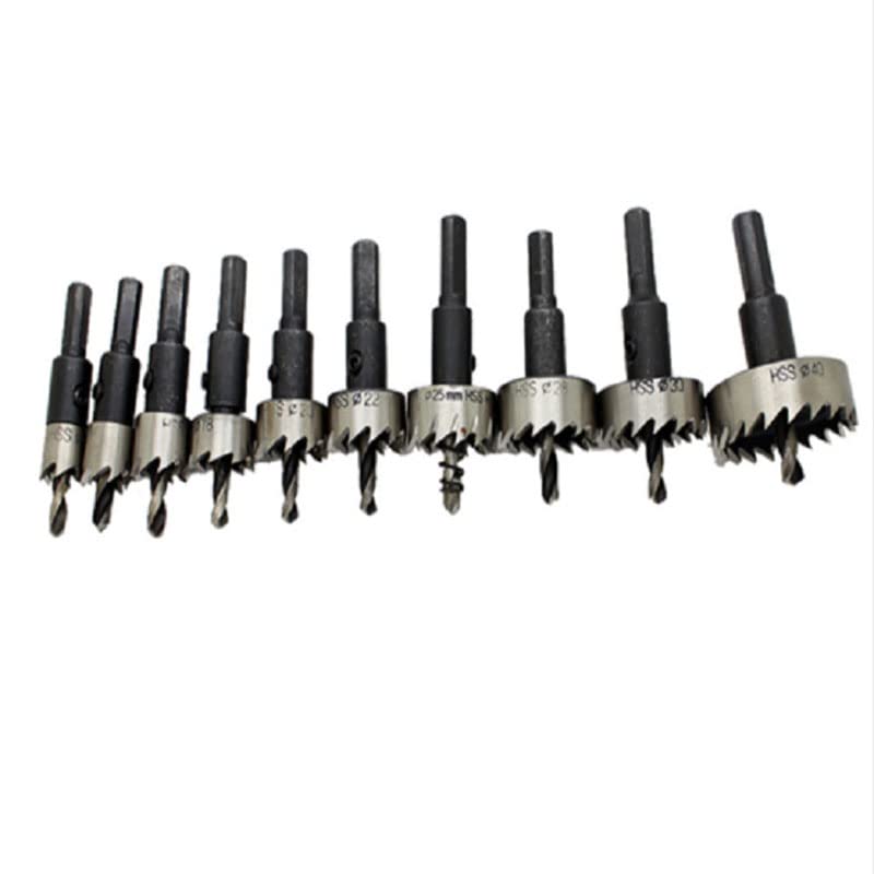 10Pc High-Speed Steel Hole Saw Kit - HSS Drill Bit Set for Wood, Metal & Alloy (12-40mm) - Perfect for DIY Projects, Home Repairs & Professional Construction Work