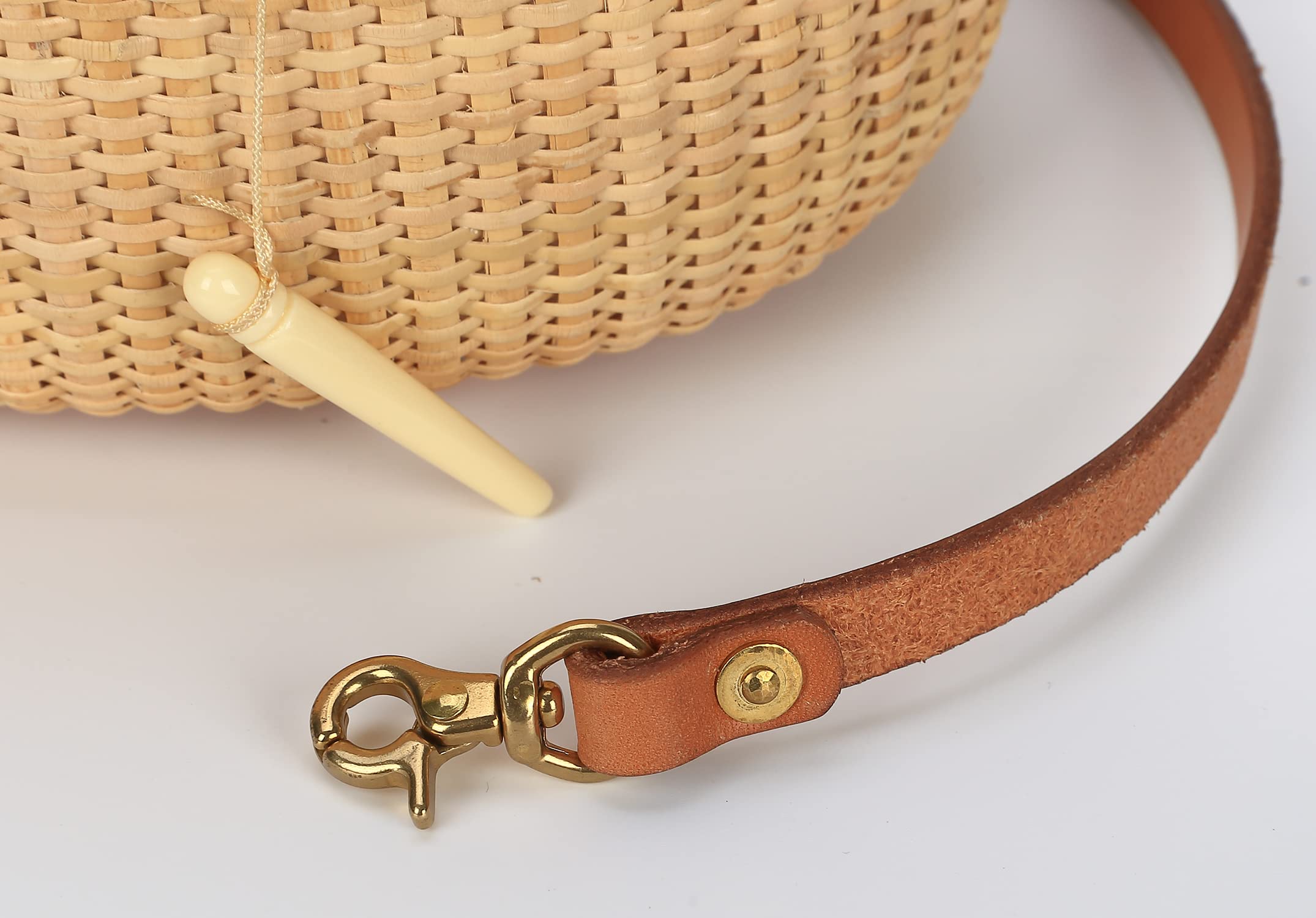 Nantucket Basket Tall Crescent Purse - Handwoven Cane-on-Cane Rattan Bag for Women | Beach Tote, Summer Accessory, Boho Chic Handbag