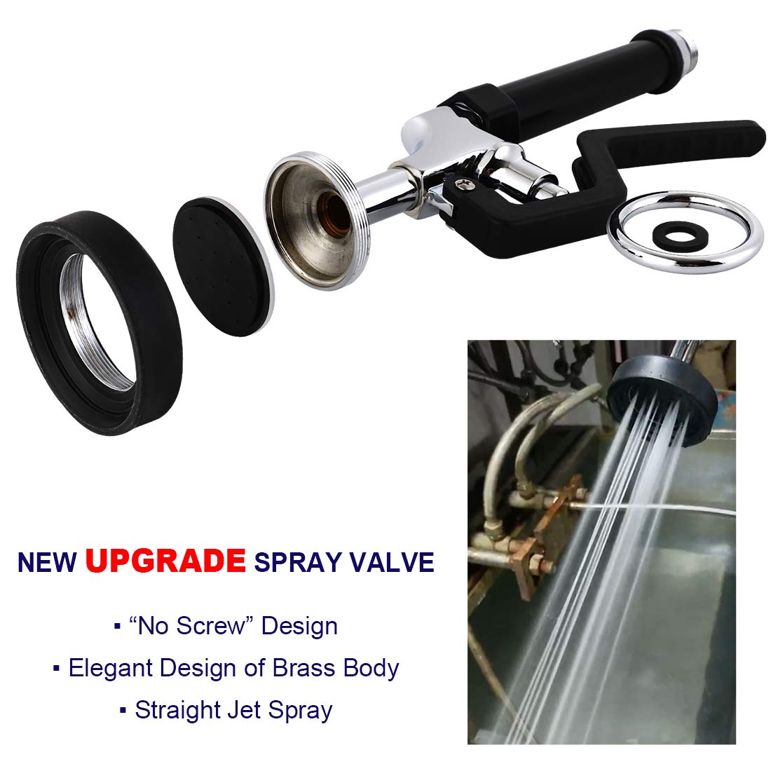 High Pressure Commercial Pre-Rinse Spray Head - Brass Replacement Spray Valve Kit for MaxSen Dishwasher Faucet | Perfect for Restaurant, Hotel & Commercial Kitchen Sinks | Heavy-Duty Pre-Rinse Sprayer for Busy Food Service Environments