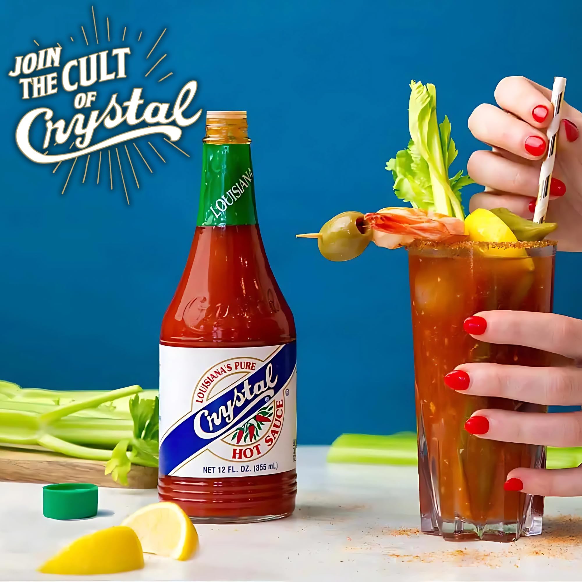Louisiana Original Crystal Hot Sauce 12oz (Pack of 6) - Pure, Low Fat & Low Sodium Pepper Sauce - Perfect for Sandwiches, Wings, Pizza, Tacos, Soups & Cooking - Great for BBQ, Parties & Gifting