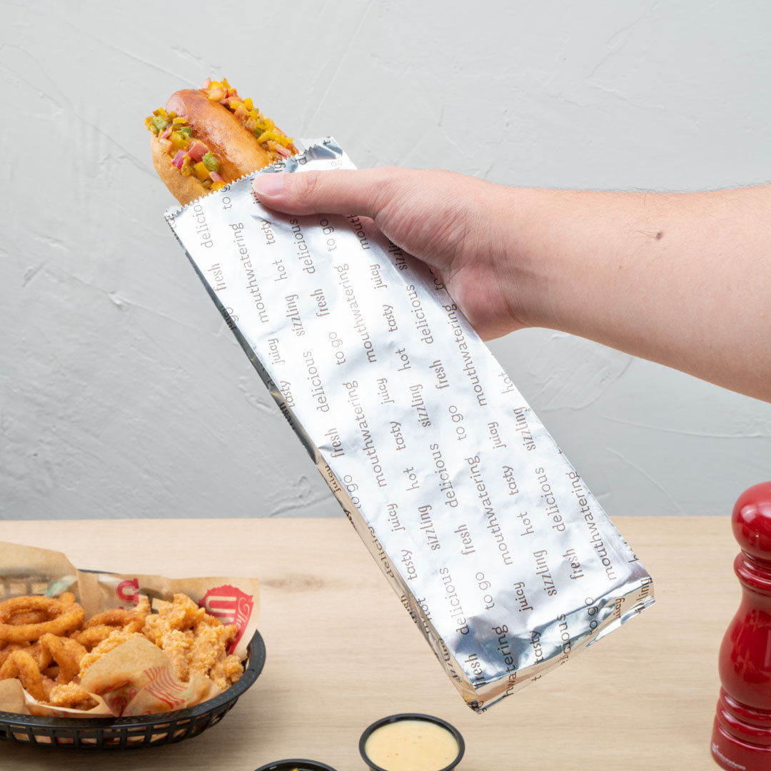 100-Pack Large Hot Dog Foil Bags 3.75