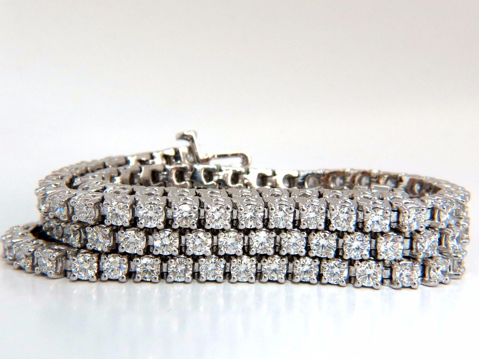 12.32ct Natural Diamond Tennis Bracelet - 14kt White Gold, G/VS Clarity, Three Rows, 7 Inch, Brilliant Cut | Perfect for Weddings, Anniversaries & Special Occasions