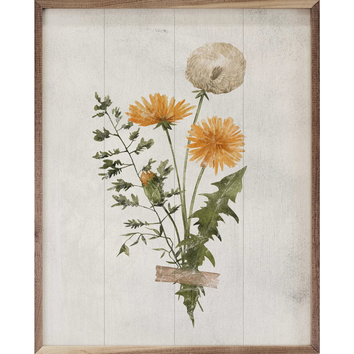 Dandelion Bouquet Wood Framed Print - Botanical Wall Art Decor for Living Room, Bedroom & Office - Nature Inspired Home Décor