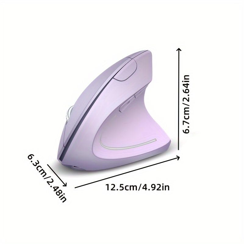 ASOYIOL Ergonomic Wireless Vertical Mouse - Purple, 6 Buttons, 1000/1200/1600 DPI, USB Receiver, Right-Handed Design for Laptop & PC - Perfect for Office Work, Gaming & Reducing Wrist Pain