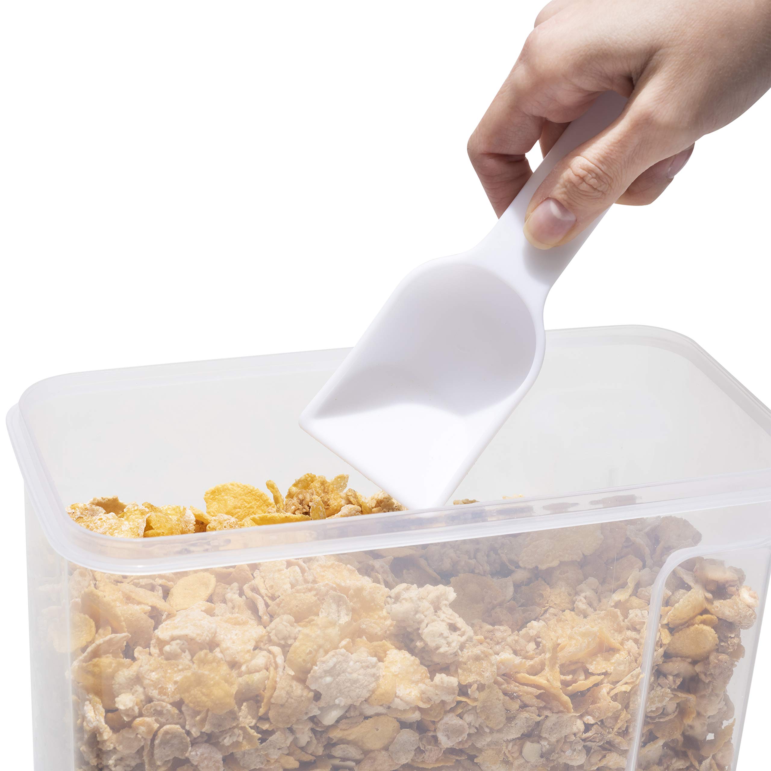 2 Pack Airtight Cereal Storage Containers with Scoop - Medium Clear Food Storage Bins for Kitchen & Pantry Organization - Keep Dry Food Fresh for Cereal, Flour, Rice, Pasta & Baking Supplies