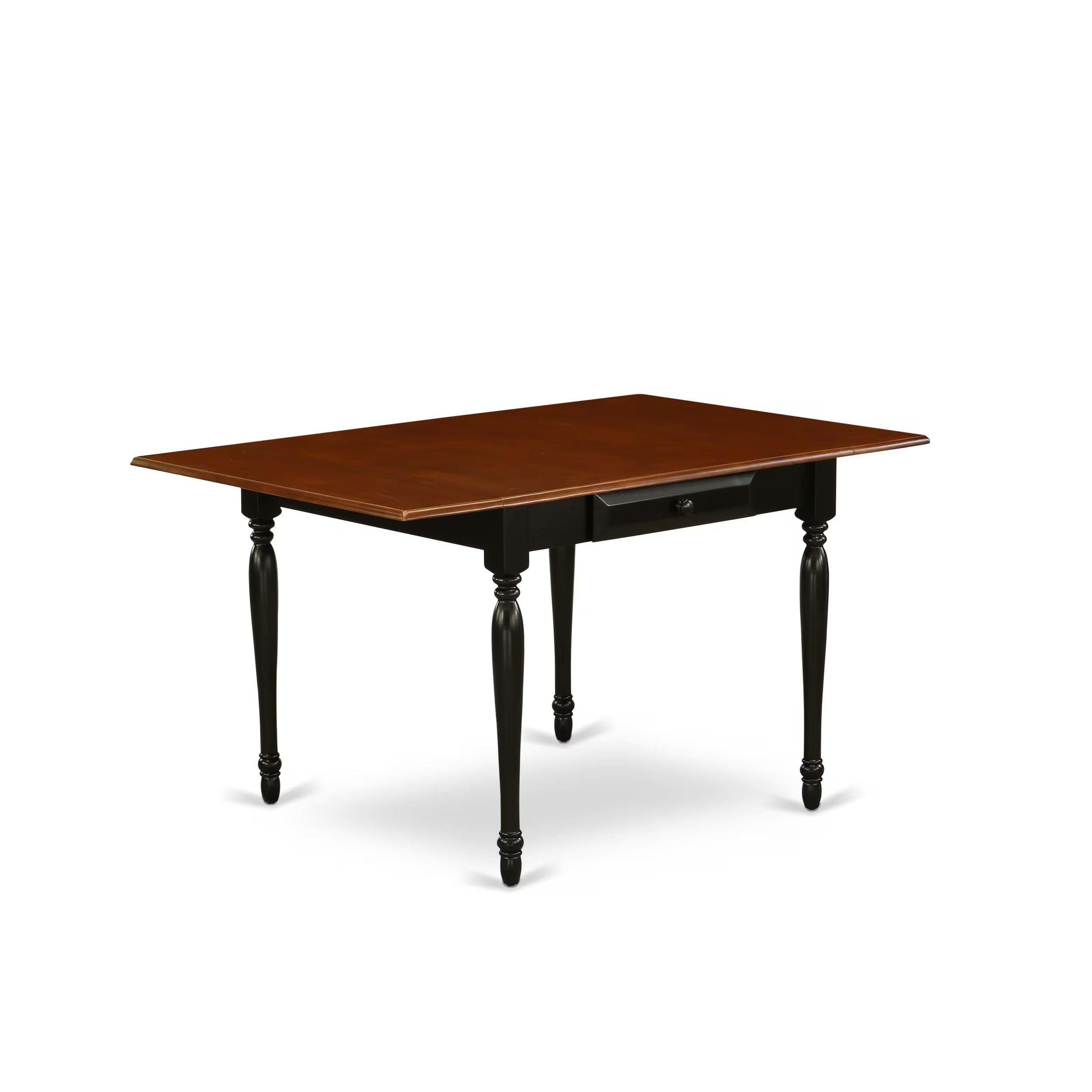 Modern 3-Piece Dining Table Set with Drop Leaf & 2 Chairs - 36x54 Inch Rectangle Wooden Table in Black & Cherry - Perfect for Small Spaces, Apartments & Breakfast Nooks - East West Furniture MZWE3-BCH-W
