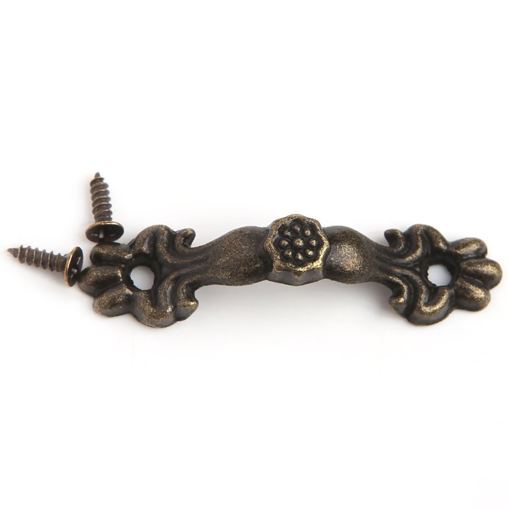 10 Pcs 43x10mm Zinc Alloy Box Handles - Vintage Arch Tracery Drawer Pulls for Wooden Jewelry Box, Cabinet & Furniture - Easy Installation Hardware for DIY Home Decor