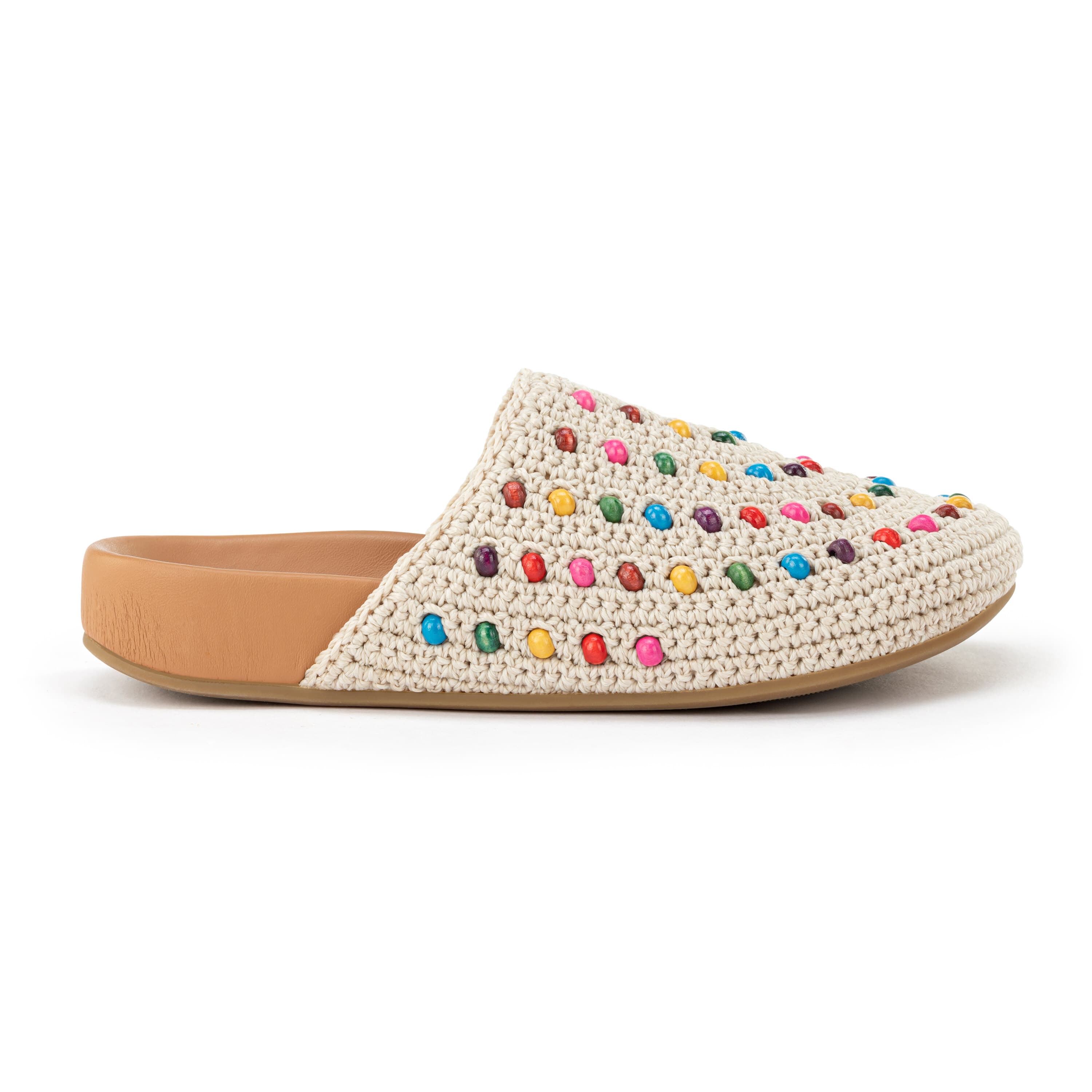 Bolinas Clog Kids Hand Crochet Ecru Multi Beads - Comfortable & Stylish Summer Sandals for Beach, Pool & Outdoor Play