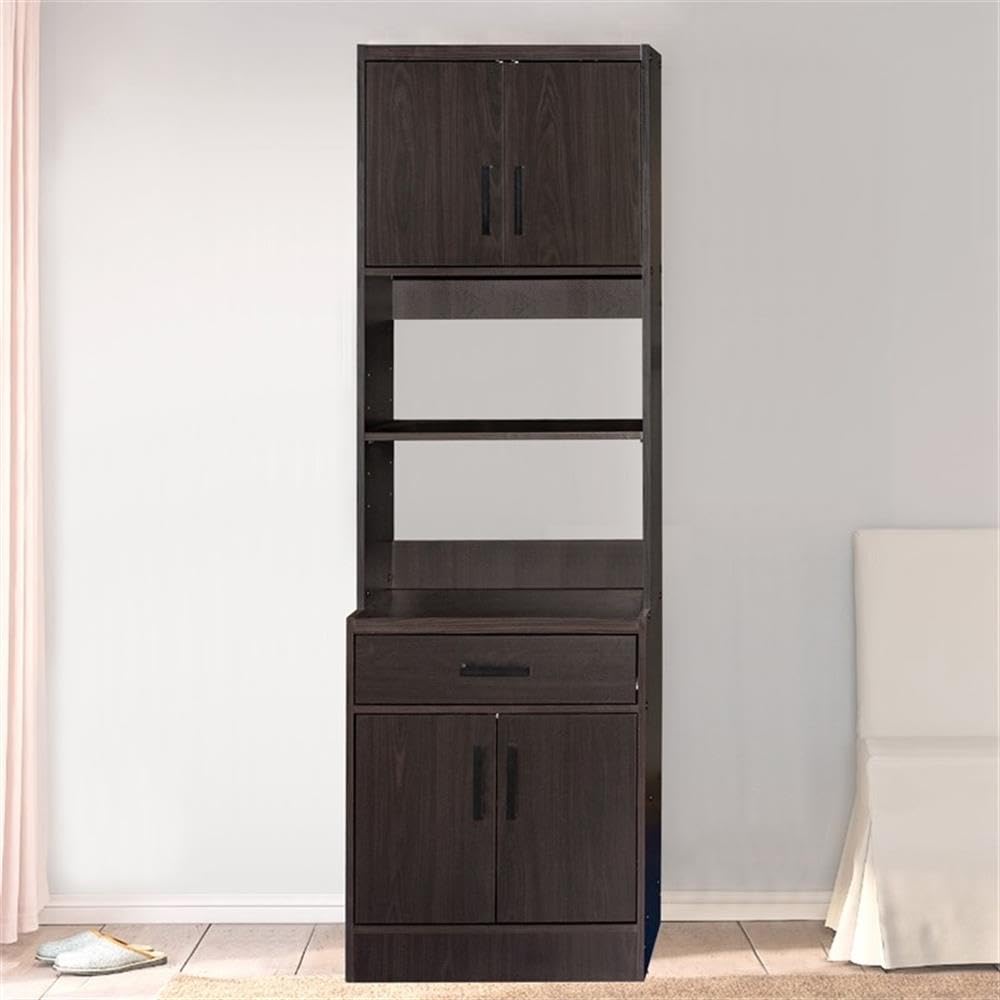 Pemberly Row Modern Tall Wooden Kitchen Pantry Cabinet in Tobacco Finish - Perfect for Farmhouse, Rustic & Contemporary Kitchen Storage Organization