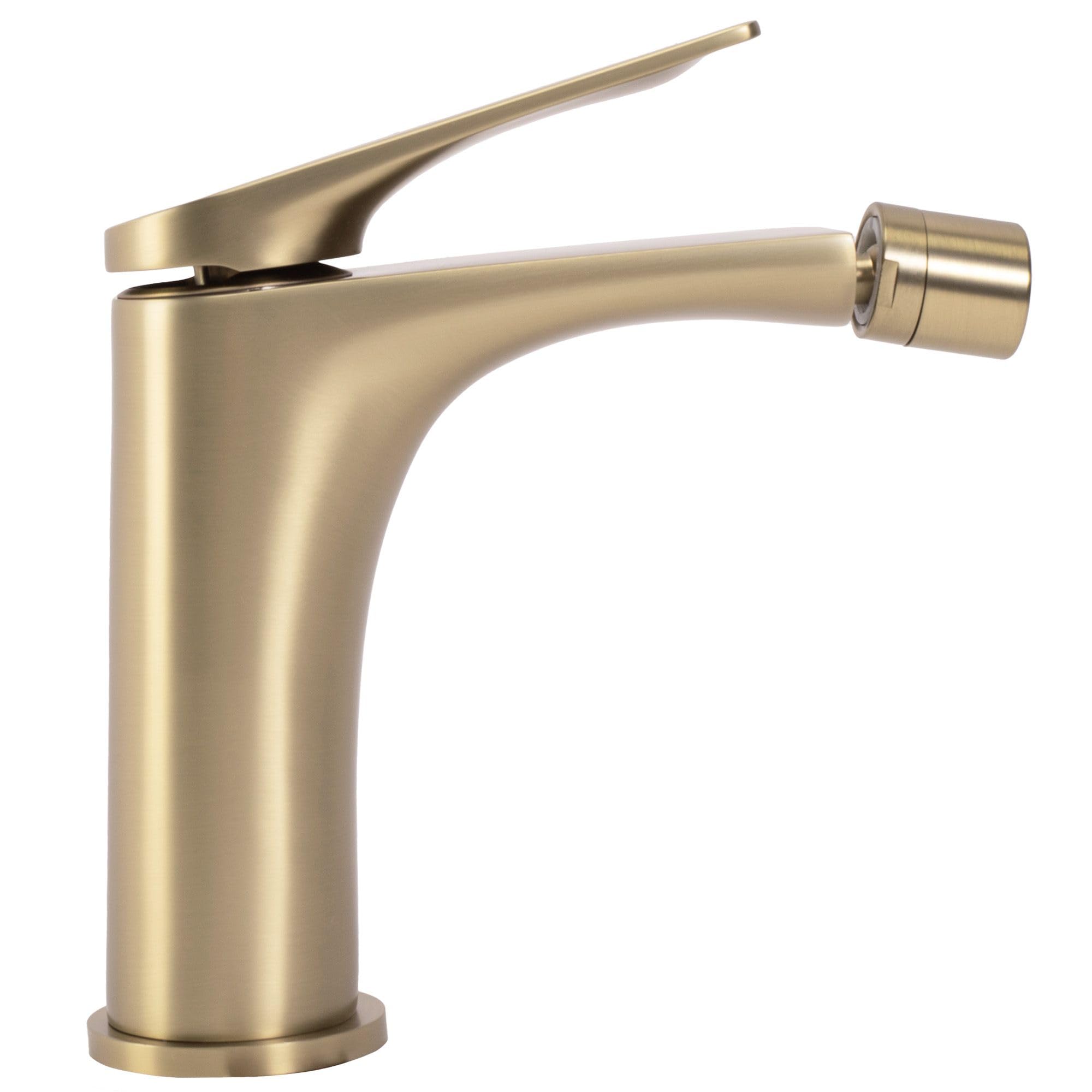 Avalon Brushed Gold Single Lever Brass Bidet Faucet for Bathroom WC - Elegant & Durable Brass Construction - Perfect for Modern Bathrooms & Luxury Home Upgrades