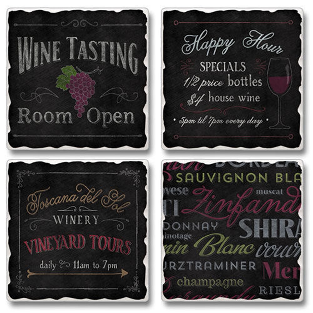 Highland 05-00030 Set of 4 Cork Wine Coasters - Absorbent & Durable Drink Coasters for Wine Bottles, Glasses & Bar Countertops - Perfect for Home Bars, Dinner Parties & Gifts