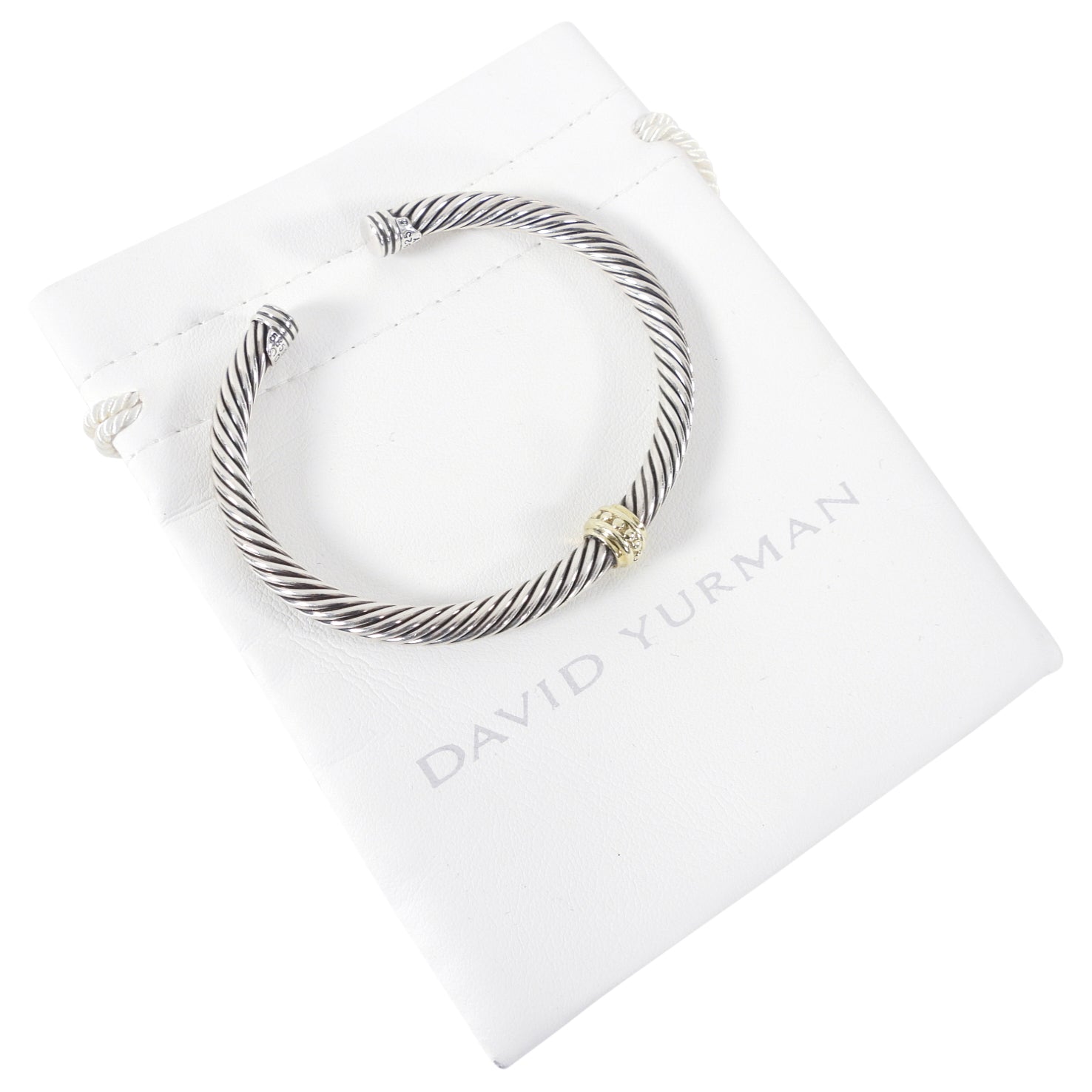 David Yurman Sterling Silver & 14k Gold Single Station Cable Cuff Bracelet - Elegant Jewelry for Women, Perfect for Gifts, Parties & Everyday Wear