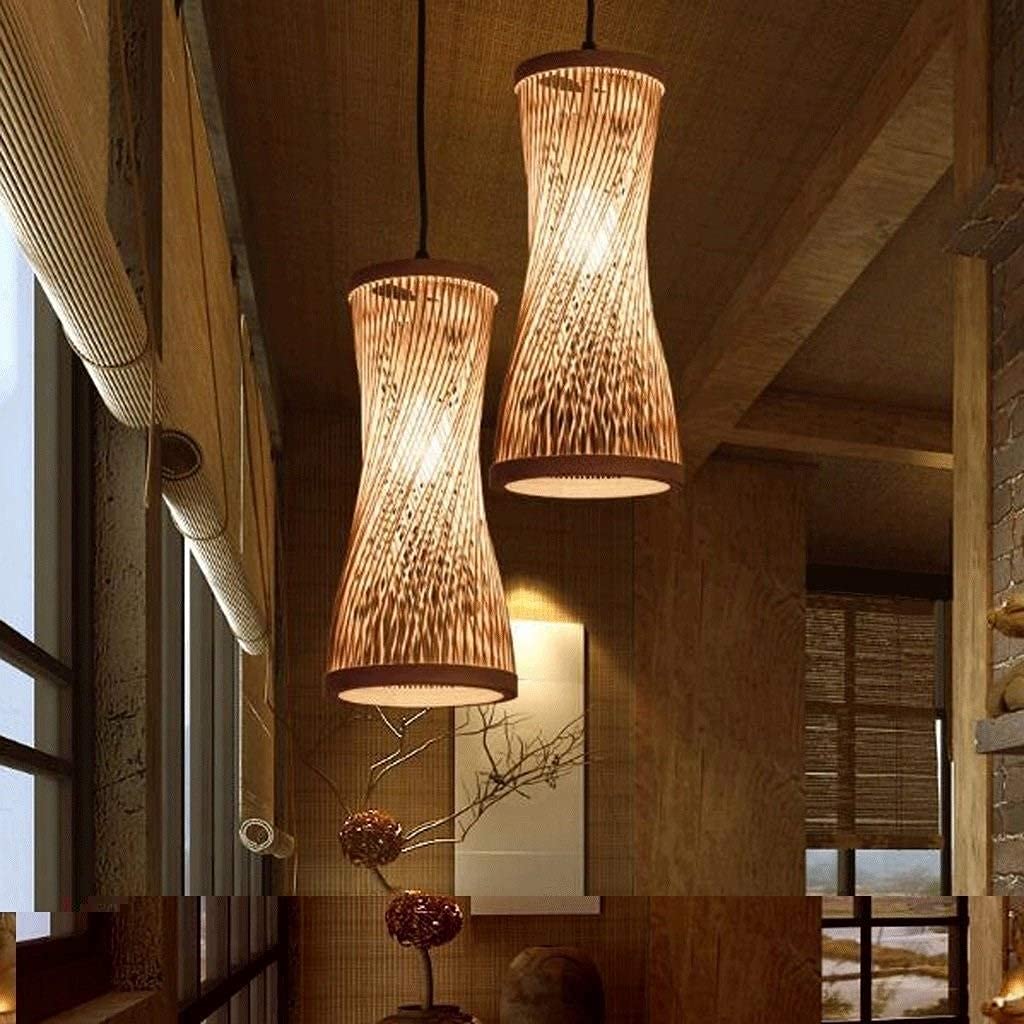Handmade Rattan Bamboo Spiral Chandelier - Tropical Wicker Pendant Light for Dining Room, Living Room, Kitchen Island - Boho Ceiling Lighting Fixture - Perfect for Beach House, Patio, and Farmhouse Decor