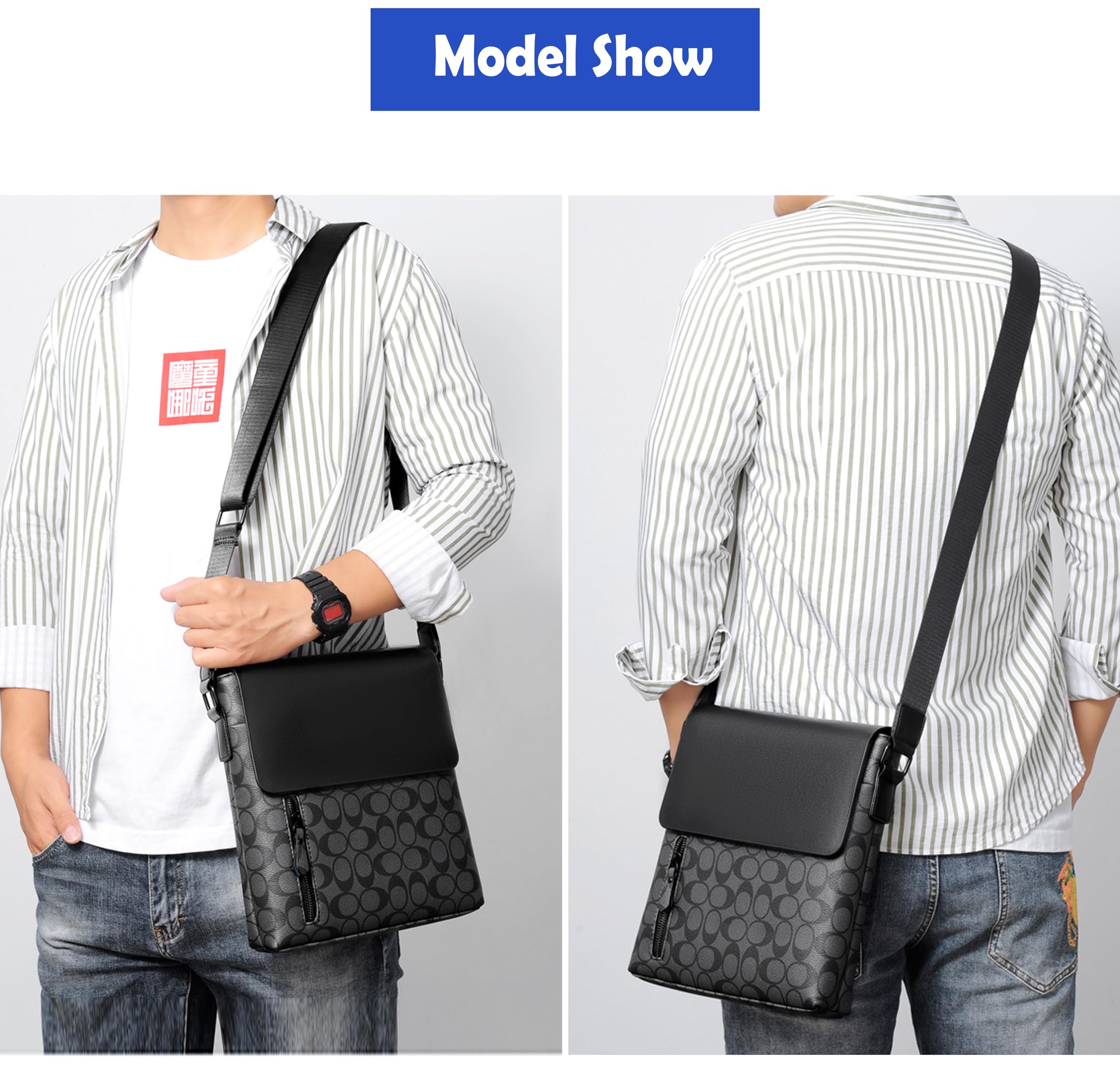 Premium Men's Leather Shoulder Bag - Waterproof & Anti-Scratch Crossbody Messenger Bag for Travel, Work & Daily Use