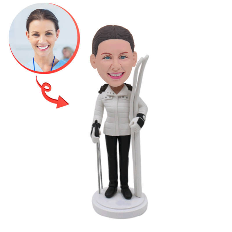Custom Ski Lovers Bobblehead - Personalized Winter Sports Figurine - Perfect Gift for Ski Enthusiasts & Snowboarders - Great for Home Decor, Office Display & Winter Sports Fan Collections