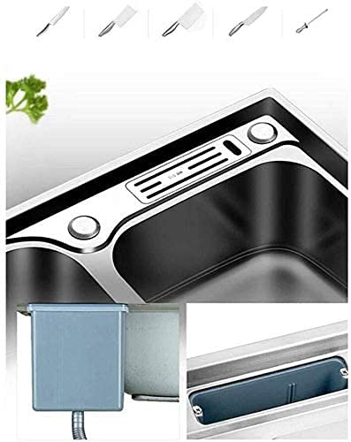 Stainless Steel Triple Bowl Kitchen Sink with Built-in Trash Can & Drainage System - Top Mount Design for Modern Homes (Perfect for Meal Prep, Dishwashing & Small Space Kitchens)