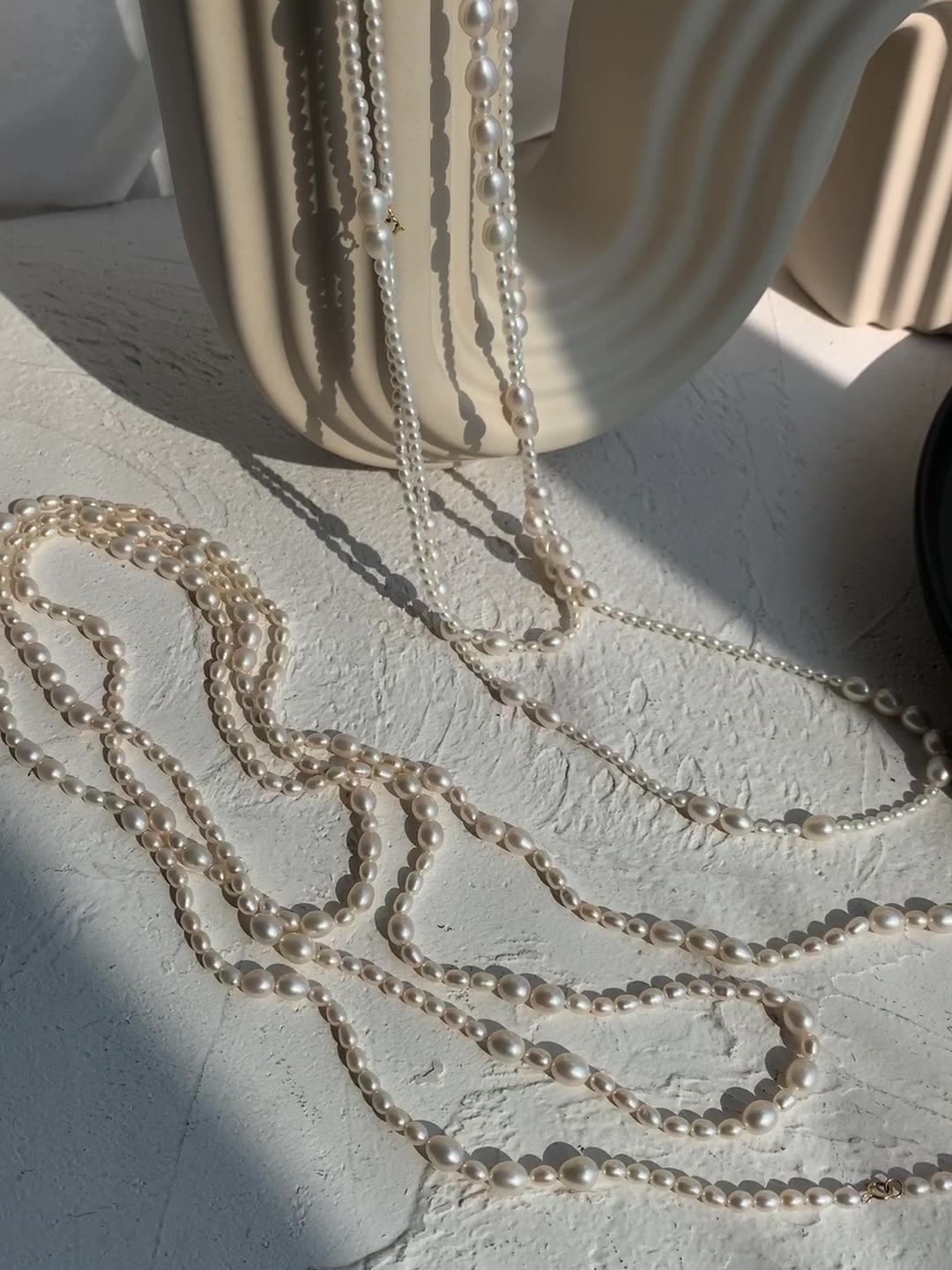 Elegant Extra Long Pearl Necklace with Large & Small Pearls - Perfect for Weddings, Parties & Formal Events