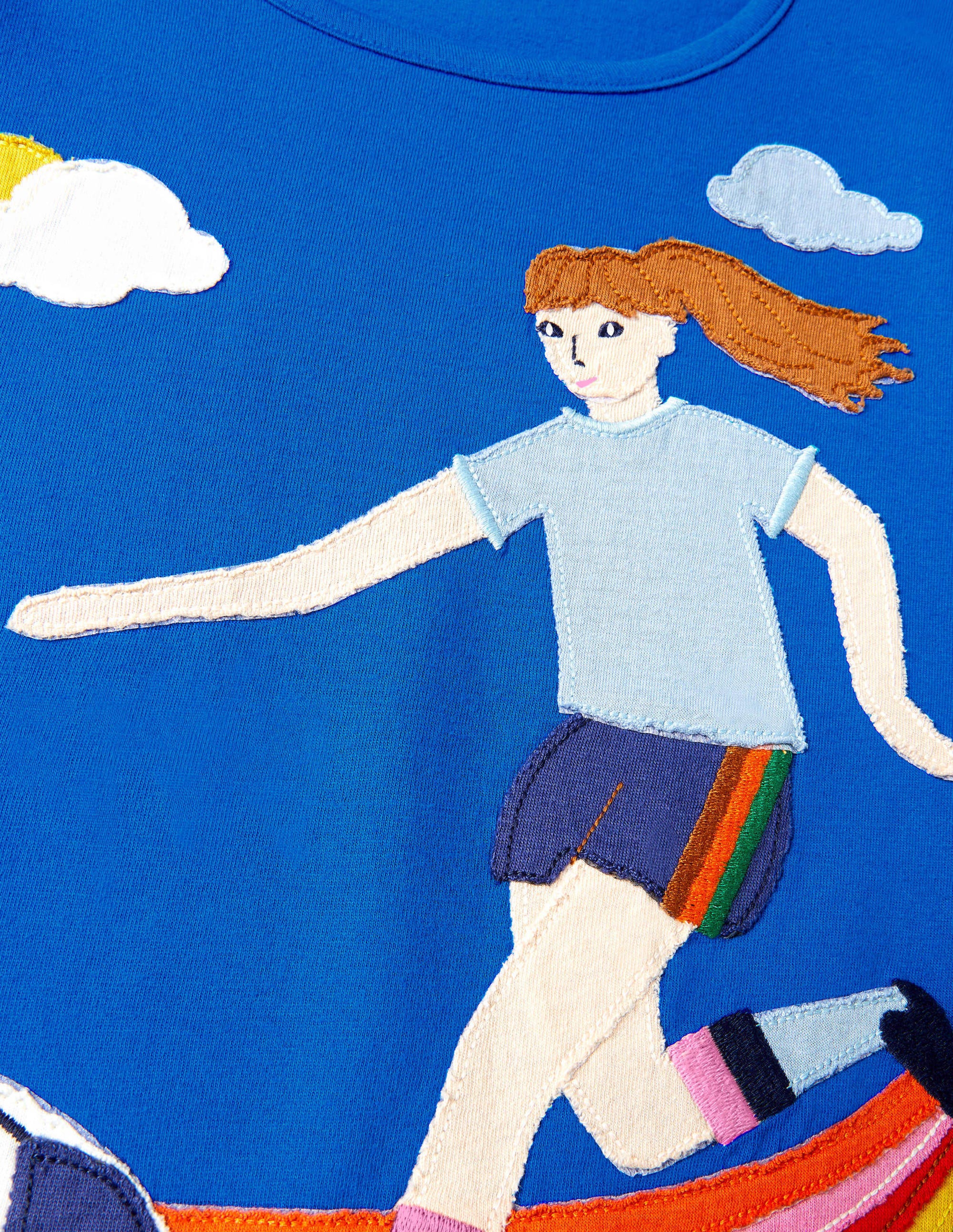 Brilliant Blue Football Appliqué Action T-Shirt - Perfect for Game Day, Sports Events & Fan Support