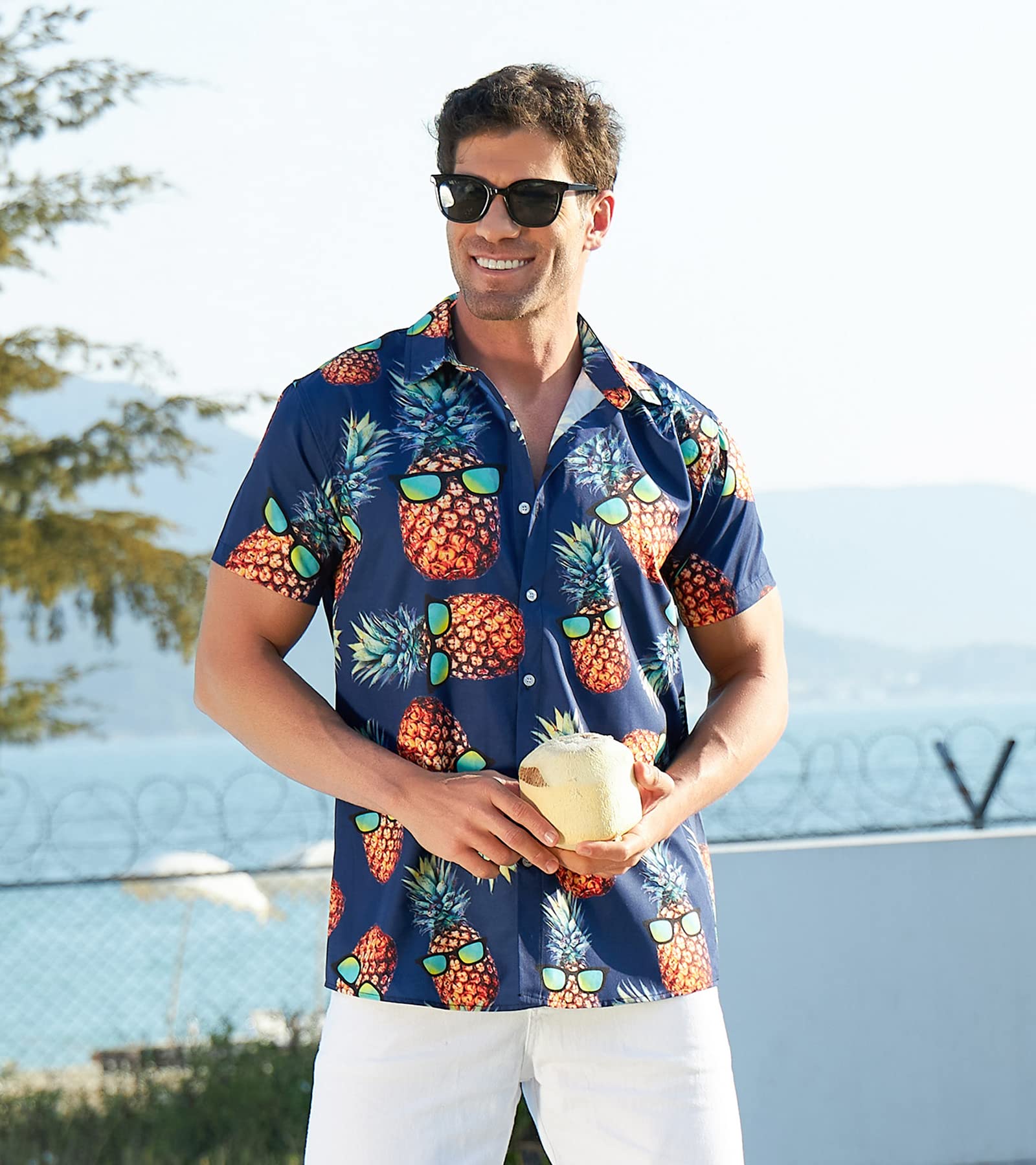 ALISISTER Men's Hawaiian Shirt - Funny Novelty Button Down Short Sleeve Summer Shirt for Vacation & Beach Party | Tropical Holiday Casual Wear