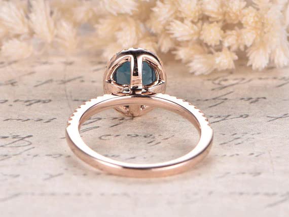 1ct Oval Cut London Blue Topaz Engagement Ring for Women - Simulated Diamond CZ Halo, Rose Gold Plated - Perfect for Proposals, Anniversaries & Special Occasions