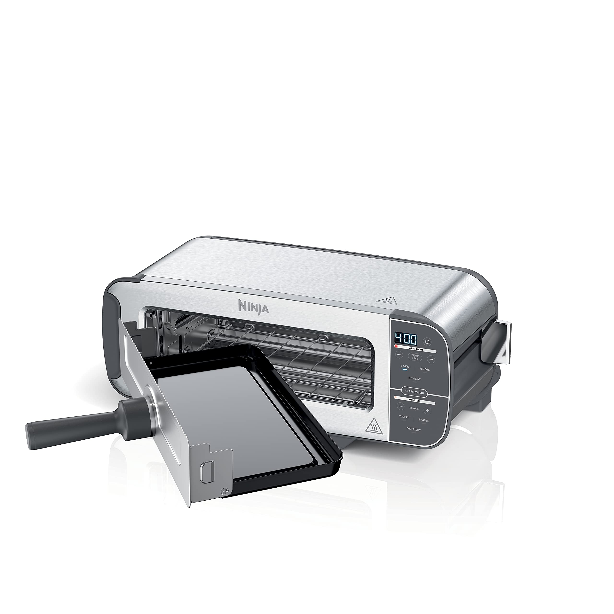 Ninja ST101 Foodi 2-in-1 Flip Toaster Oven - 2-Slice Compact Toaster with 6 Functions (Reheat, Defrost, Snack Maker) - 1500W Stainless Steel Countertop Appliance - Perfect for Breakfast, Quick Meals & Small Kitchen Spaces