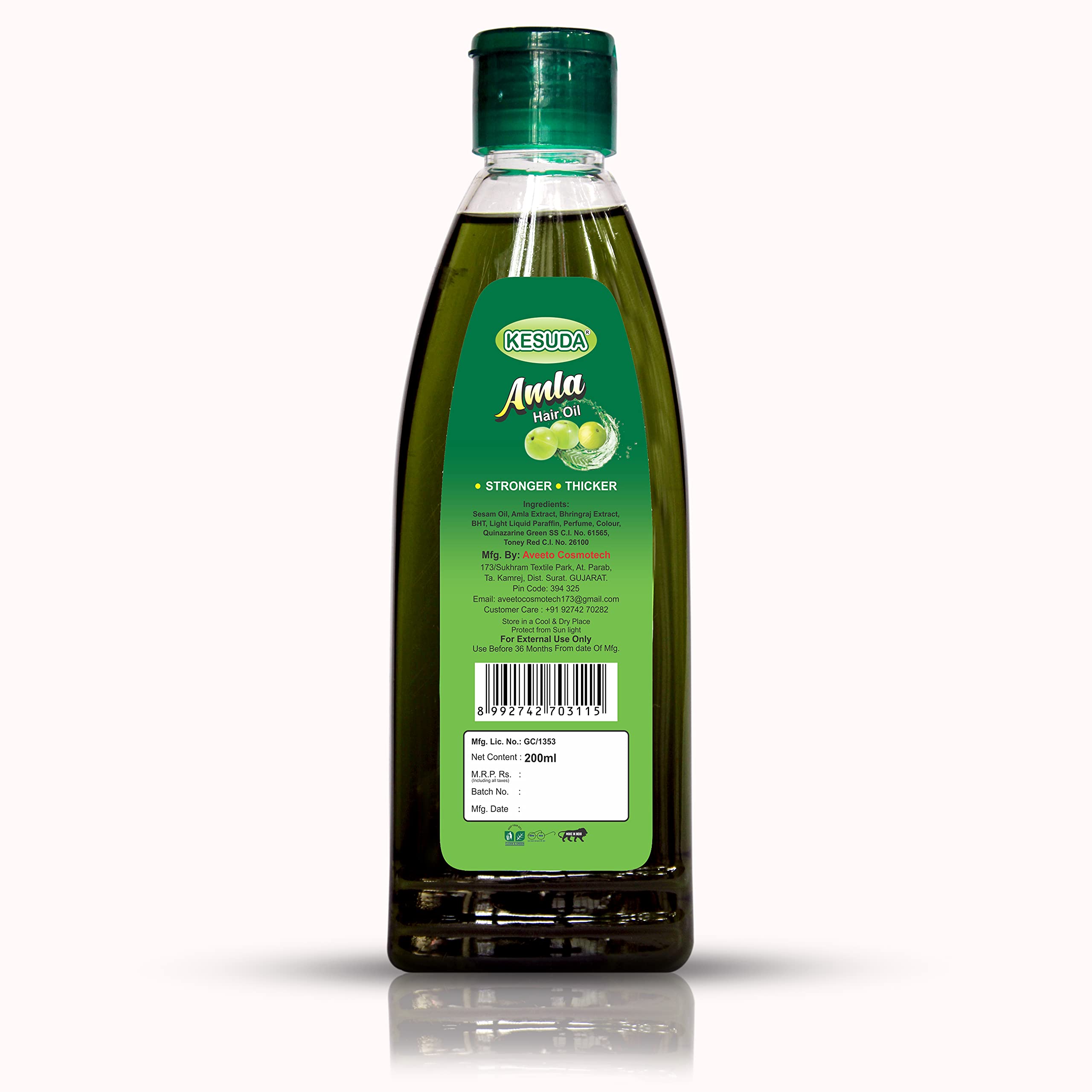 KESUDA Premium Amla Hair Oil 200ml - Natural Hair Growth Treatment for Dry, Damaged Hair - Use for Scalp Massage, Split Ends Repair & Daily Hair Care