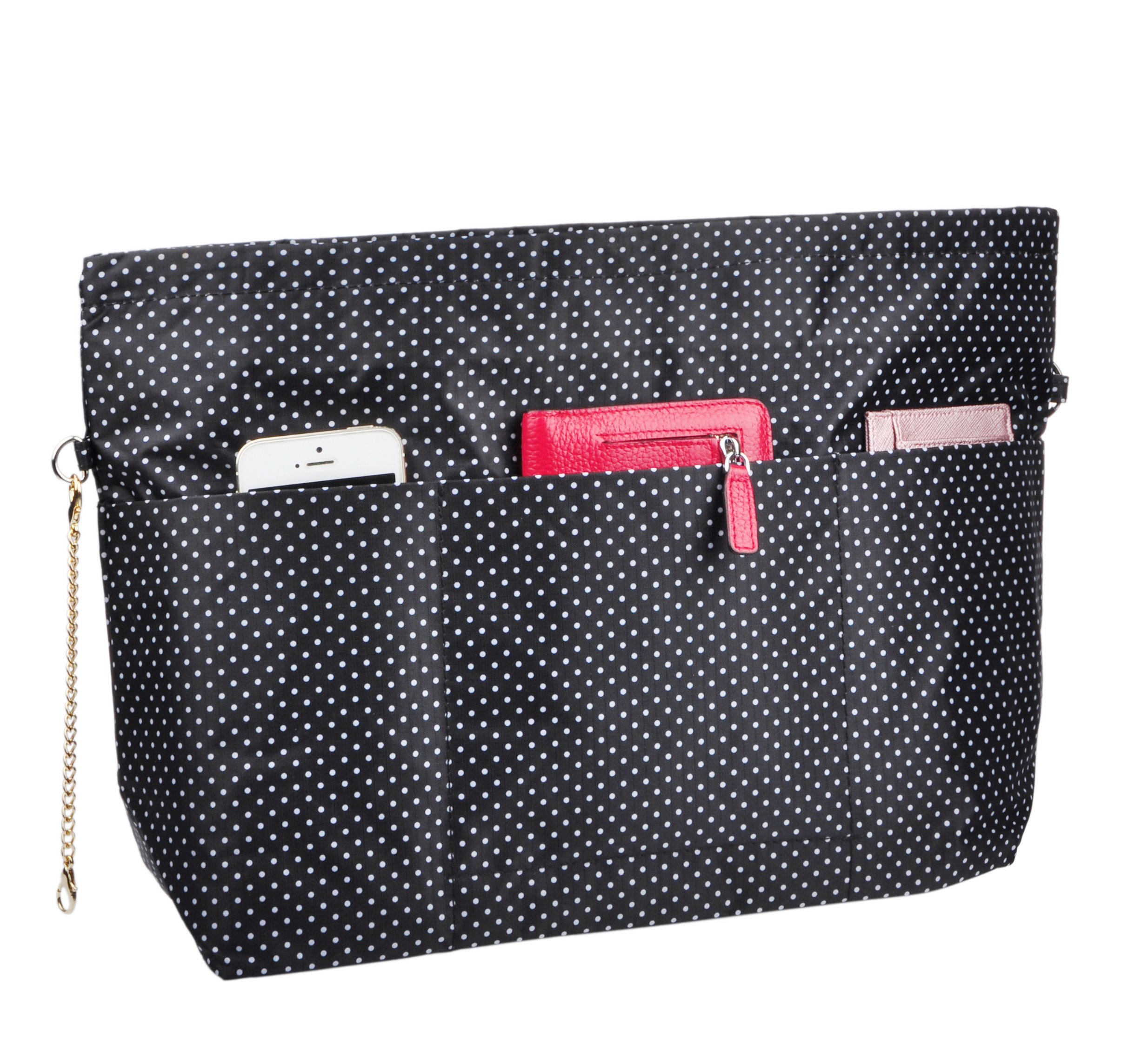 Vercord Extra Thick Large Handbag Organizer Insert - Travel Purse Organizer with Black Polka Dot Design | Perfect for Tote Bags, Travel & Everyday Use