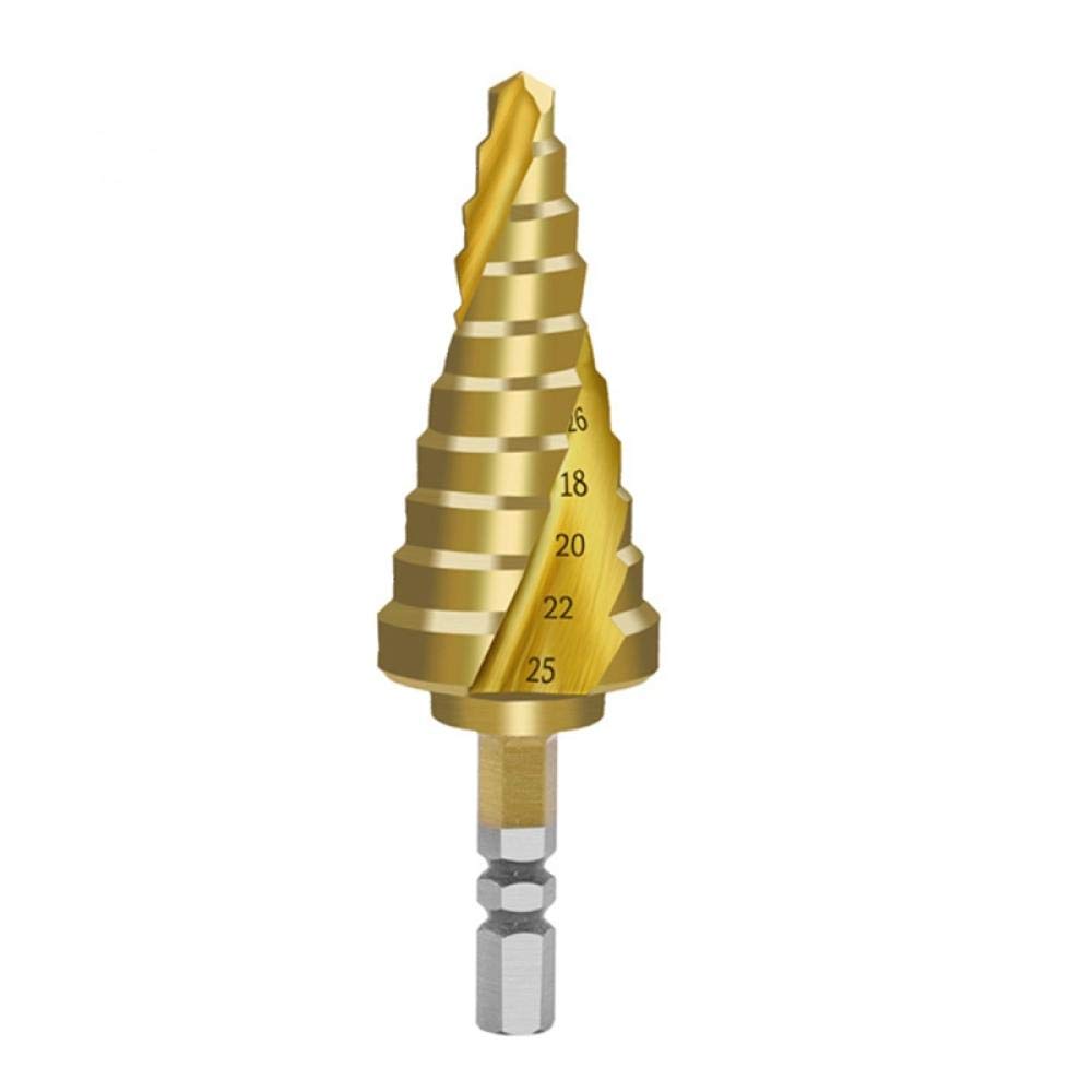 6-25mm Titanium Coated HSS Step Cone Drill Bit with Hex Shank - Perfect for Wood, Metal & Plastic Drilling Projects