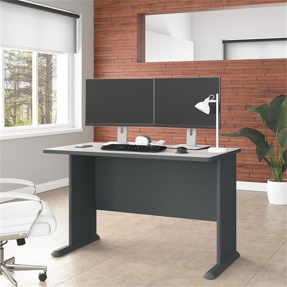 BOWERY HILL 48 Inch Modern Transitional Engineered Wood Desk - Slate Gray & White Finish for Home Office, Study Room & Workspace