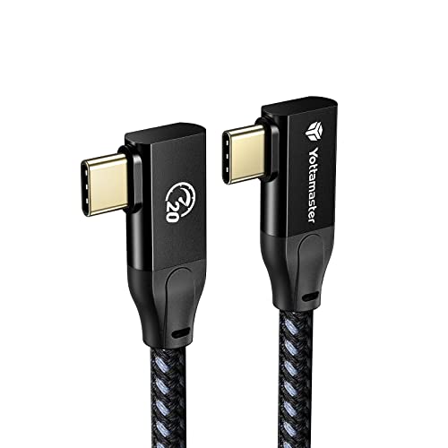 Yottamaster 10FT USB C to USB C Cable Right Angle [20Gbps, 100W PD, USB 3.2 Gen 2x2] - Braided Type-C Charging Cable with E-Marker for 4K@60Hz - Fast Charging for MacBook, iPad Pro, Galaxy S23 - Perfect for Home, Office & Travel