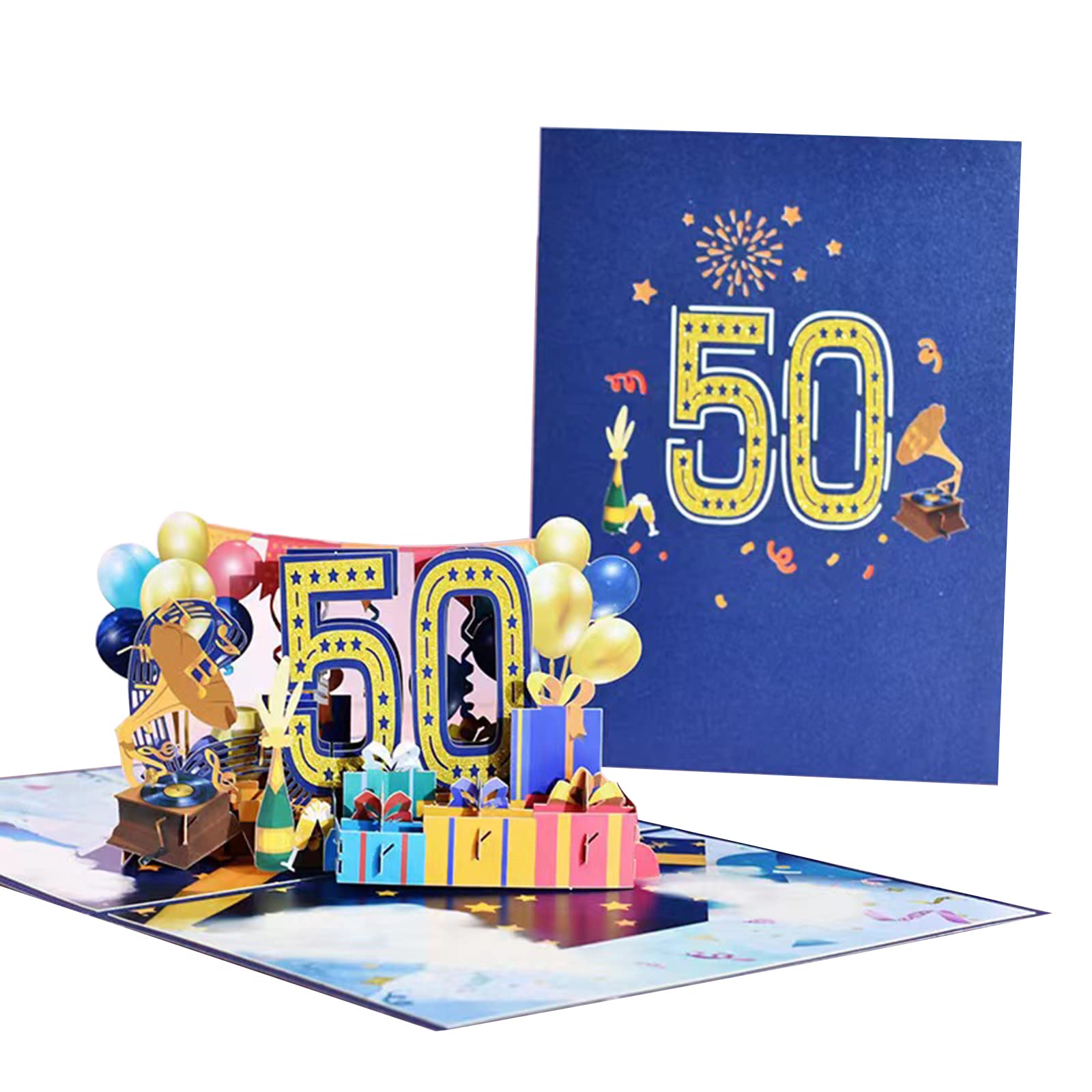 3D Pop Up Birthday Cards for 50th Birthday - Elegant Greeting Cards for Him, Her, Husband, Wife, Mom, Dad, Sister, Brother & Friends | Perfect for Milestone Celebrations, Anniversaries & Special Occasions