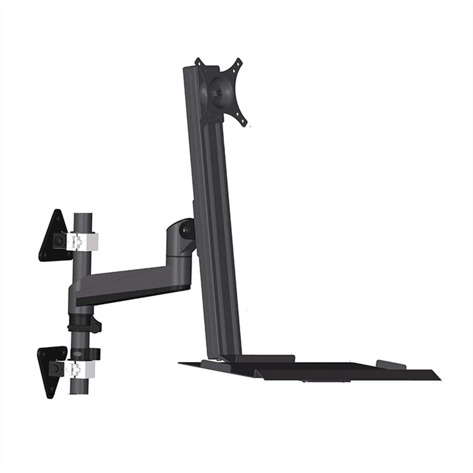 Adjustable Monitor Stand with Foldable Keyboard Tray - VESA 75x75/100x100mm Wall Mount & Desk Mount - Ergonomic Sit-Stand Workstation for Home Office, Gaming & Industrial Use