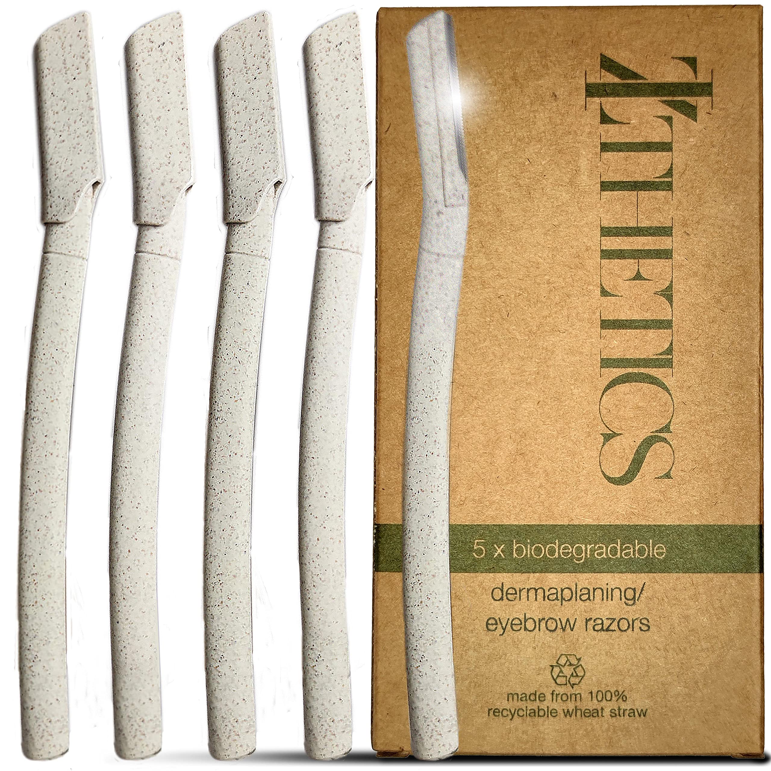 IZthetics Professional Dermaplaning Blades for Face - 5 Pack Facial Razors for Women & Men - Painless Peach Fuzz Remover & Eyebrow Shaper - Safe & Easy to Use - Perfect for At-Home Skincare & Makeup Prep
