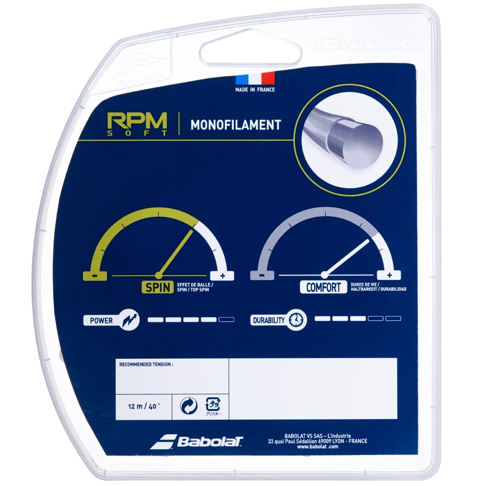 Babolat RPM Soft 17/1.25 Tennis String (Orange) - High Performance Polyester String for Spin & Control - Perfect for Competitive Play & Tournament Matches