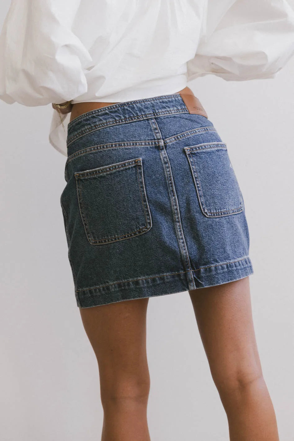 Bandri Denim Mini Skirt for Women - High Waisted Stretch Denim Skirt with Pockets | Perfect for Casual Outfits, Date Nights & Summer Fashion