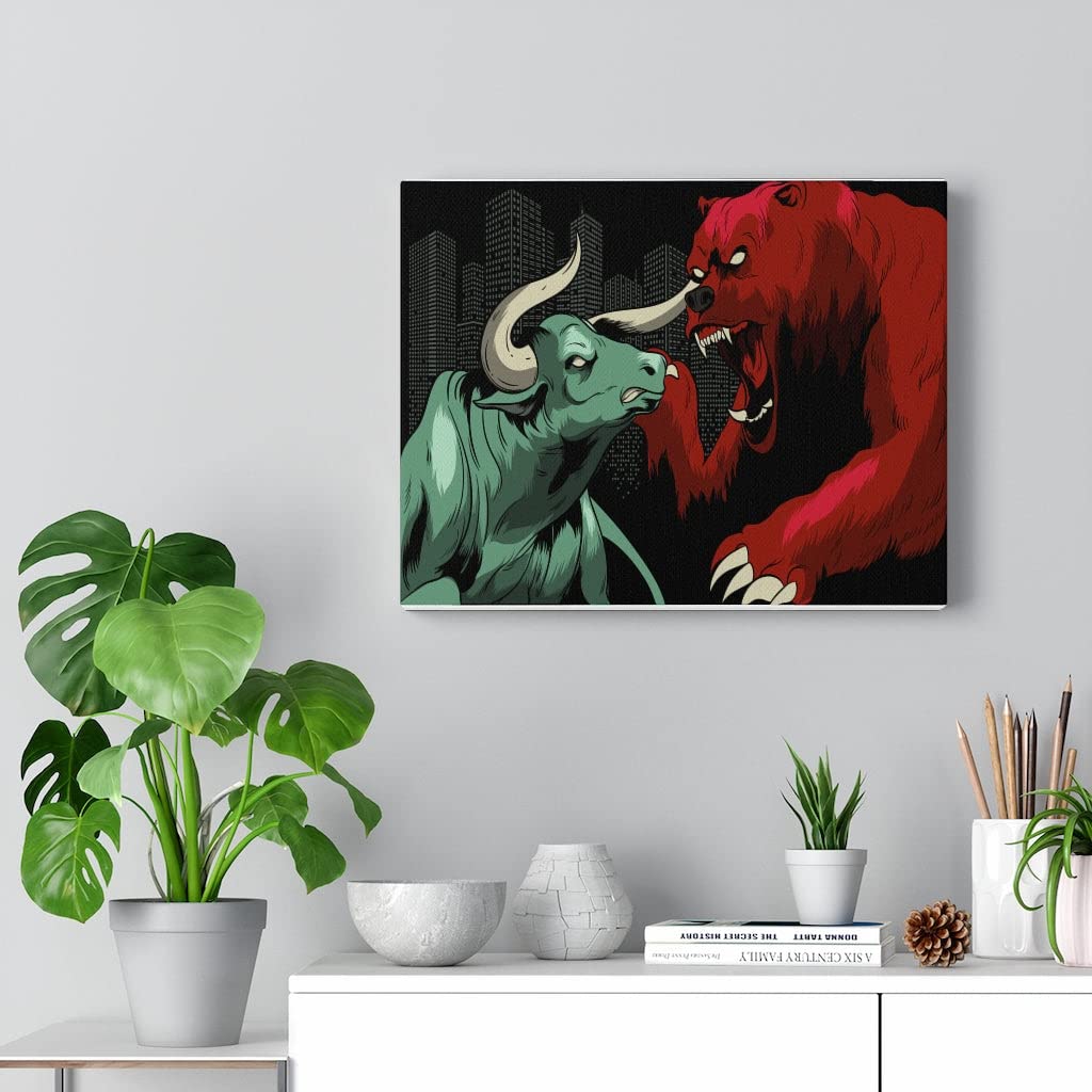 Bull vs Bear Wall Street Trading Art - Unique Stock Market Gift for Investors & Traders - Perfect for Home, Office Decor & Finance Enthusiasts