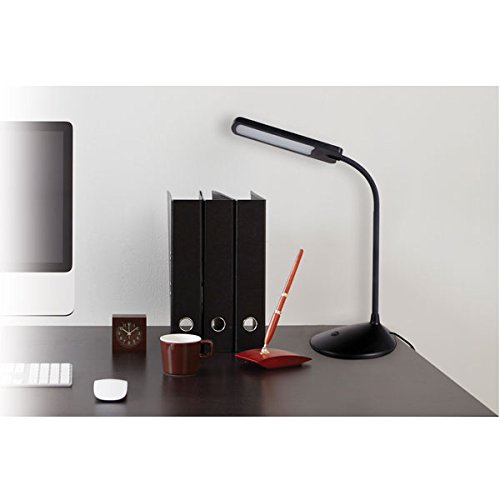 SYLVANIA 60030 Adjustable LED Desk Lamp - 6W Energy Efficient, 385 Lumens, Flexible Gooseneck for Home Office, Study & Reading - Black Modern Task Lighting