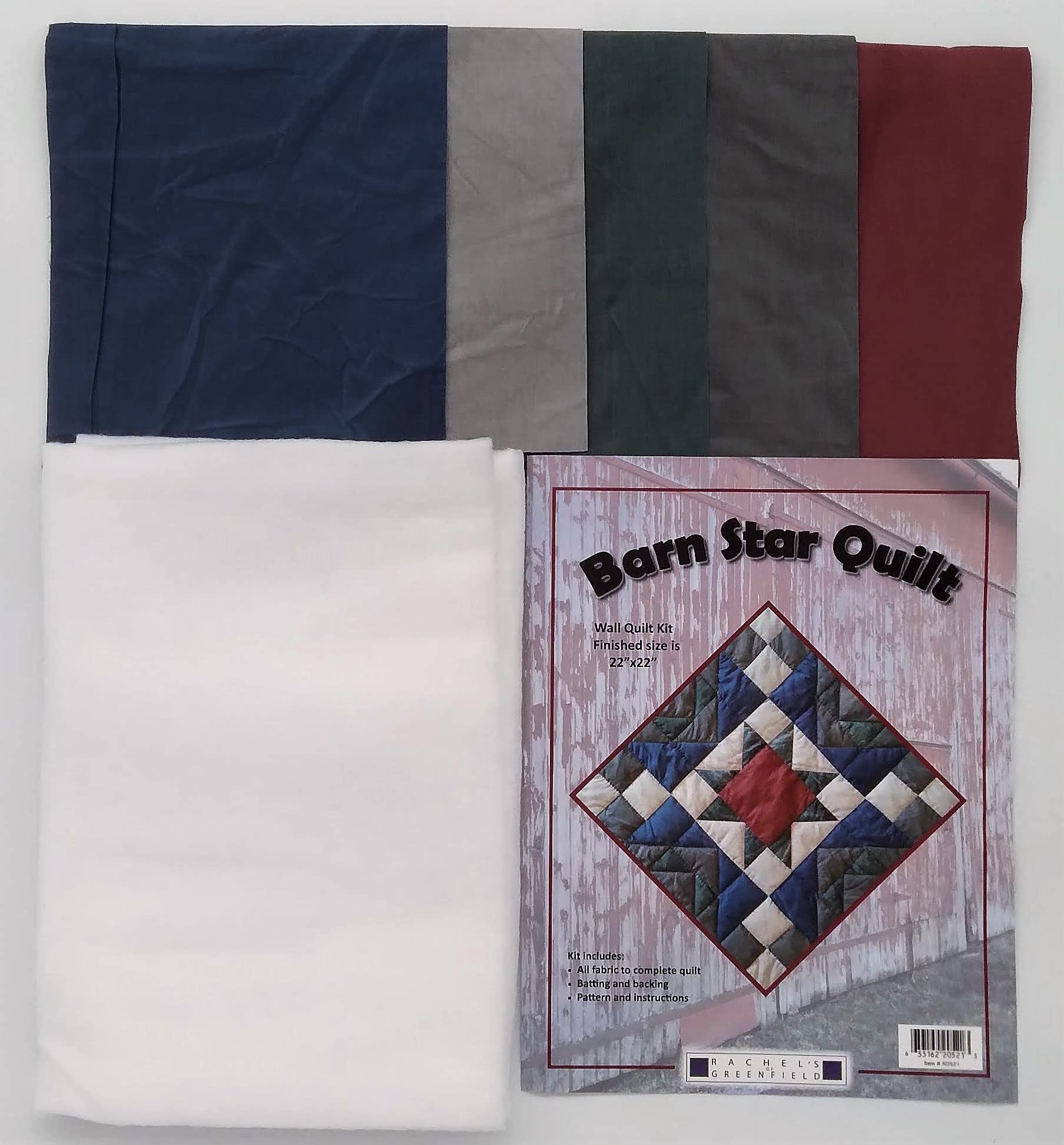 Rachel's of Greenfield Barn Star Quilt Kit - Beginner-Friendly DIY Wall Hanging with Precut Fabric for Home Decor, Farmhouse Style, and Gift Giving